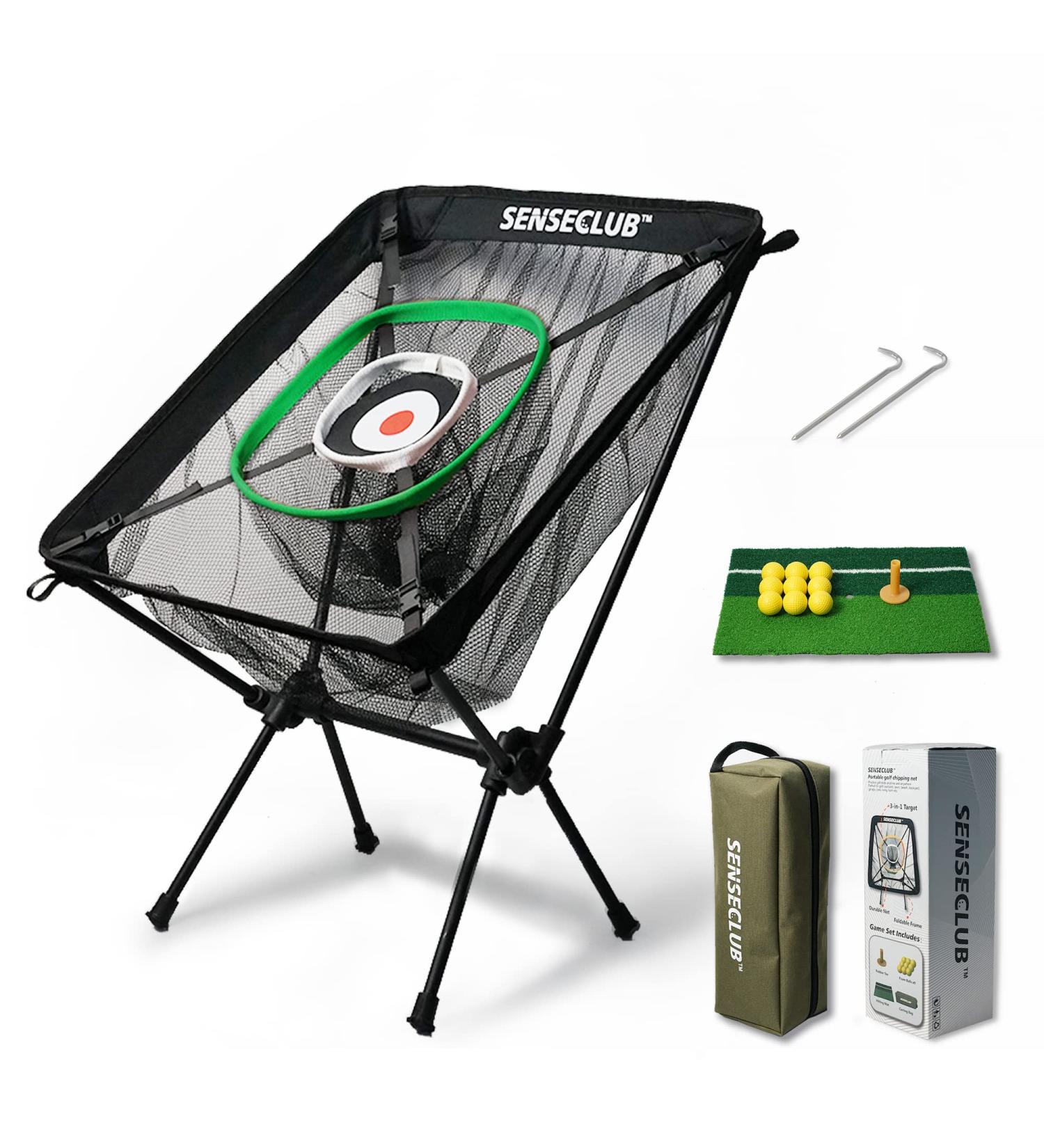 SENSECLUB Indoor Golf Chipping Net with Mat, Target, Tee & Balls - Backyard Golf Accessories for Swing Practice | Golf Gifts - Buy Online on GoSupps.com