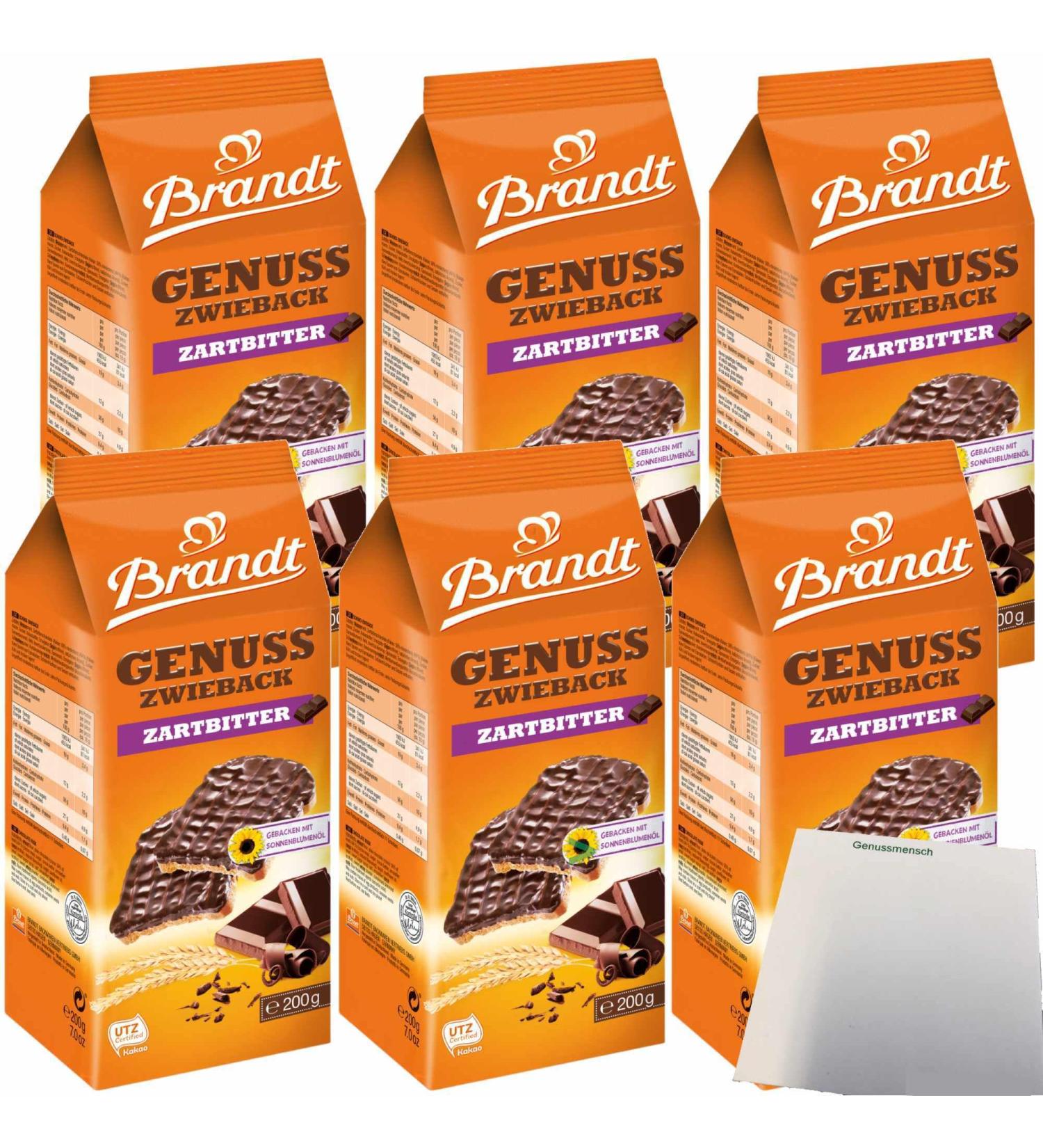 Buy Brandt Genuss Zwieback Dark Chocolate 6-Pack (6x200g) - Delicious Snack for International Shipping - Buy Online on GoSupps.com