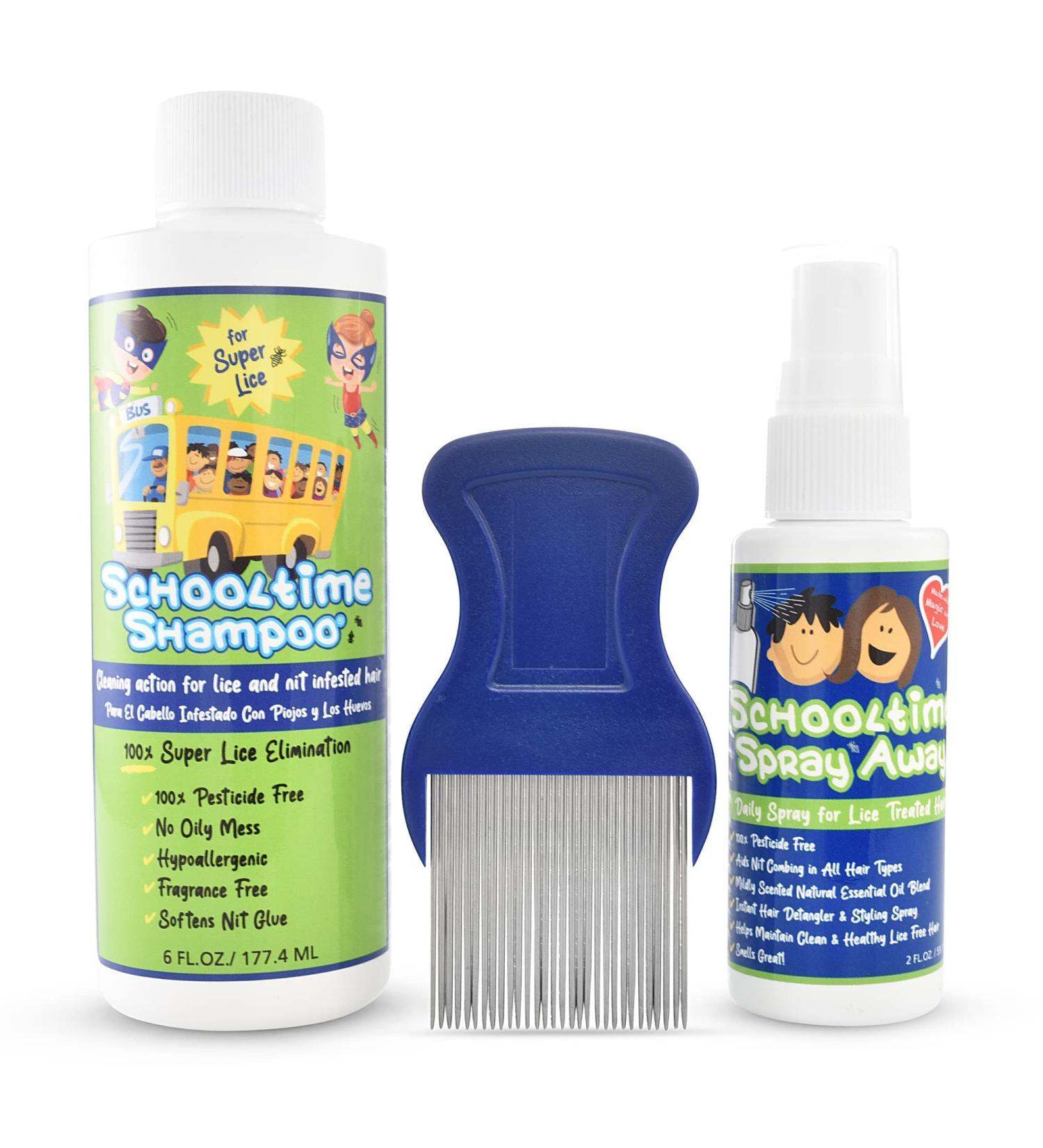 Schooltime Lice Shampoo Kit for Kids with After Treatment Spray and Lice Comb - Complete Solution for Effective Egg Removal - Buy Online on GoSupps.com