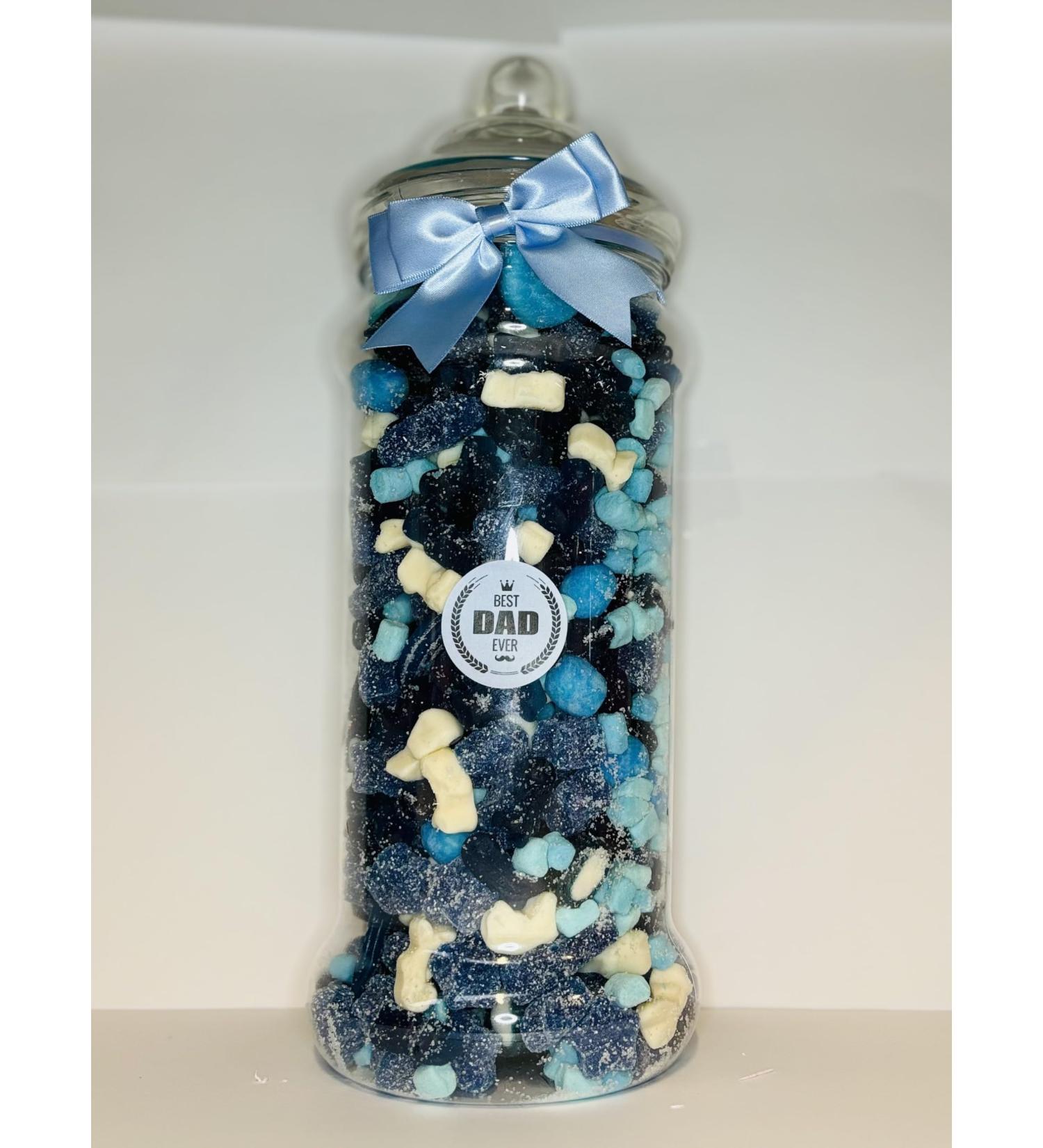 Best Dad Ever Filled Blue Pick N Mix Gummy Sweet Victorian Jar Gift Present 2.5l - Buy Online on GoSupps.com
