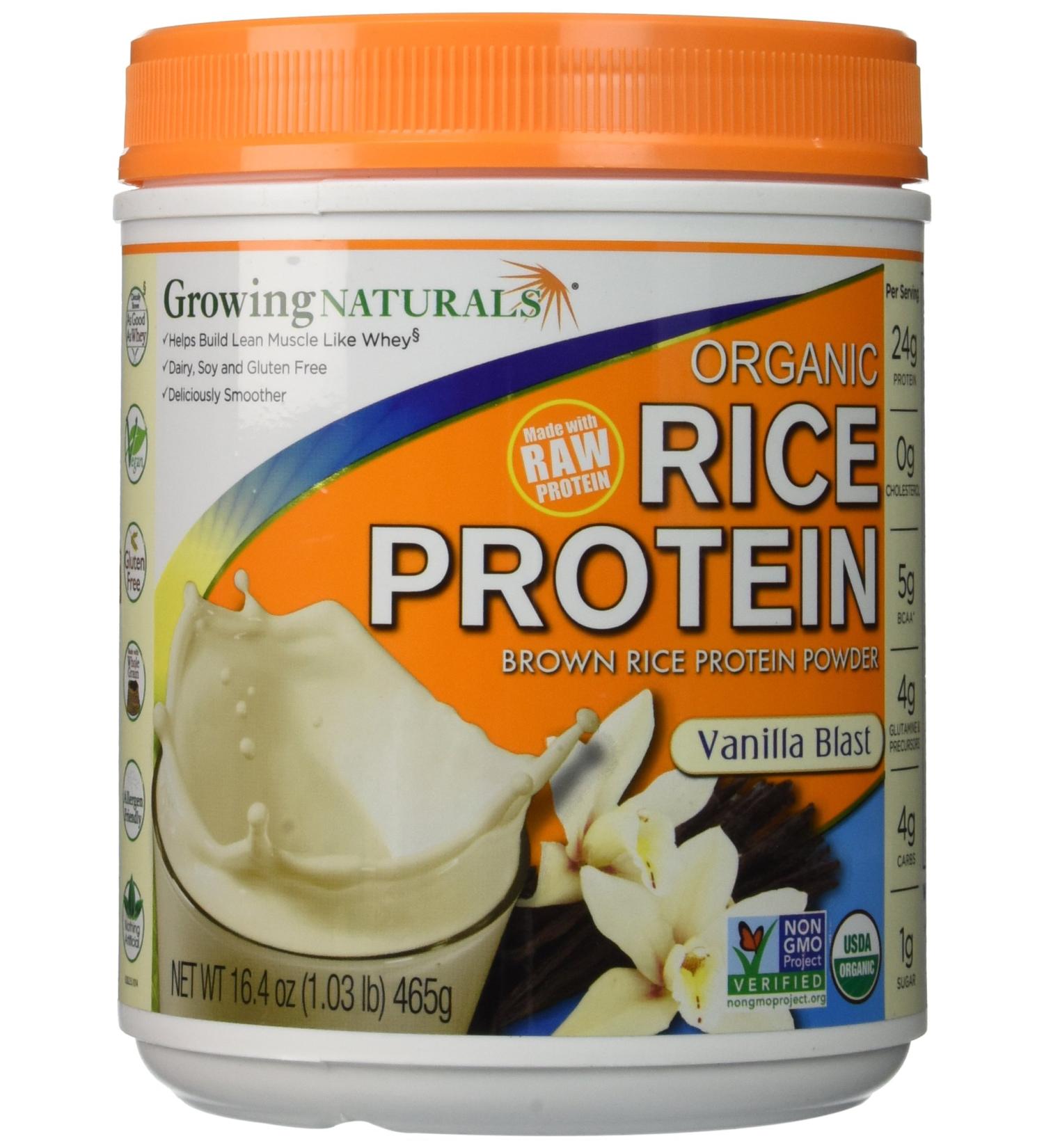 Growing Naturals Organic Raw Rice Protein - Vanilla Blast 16.4 oz | Plant-Based Protein Powder - Buy Online on GoSupps.com