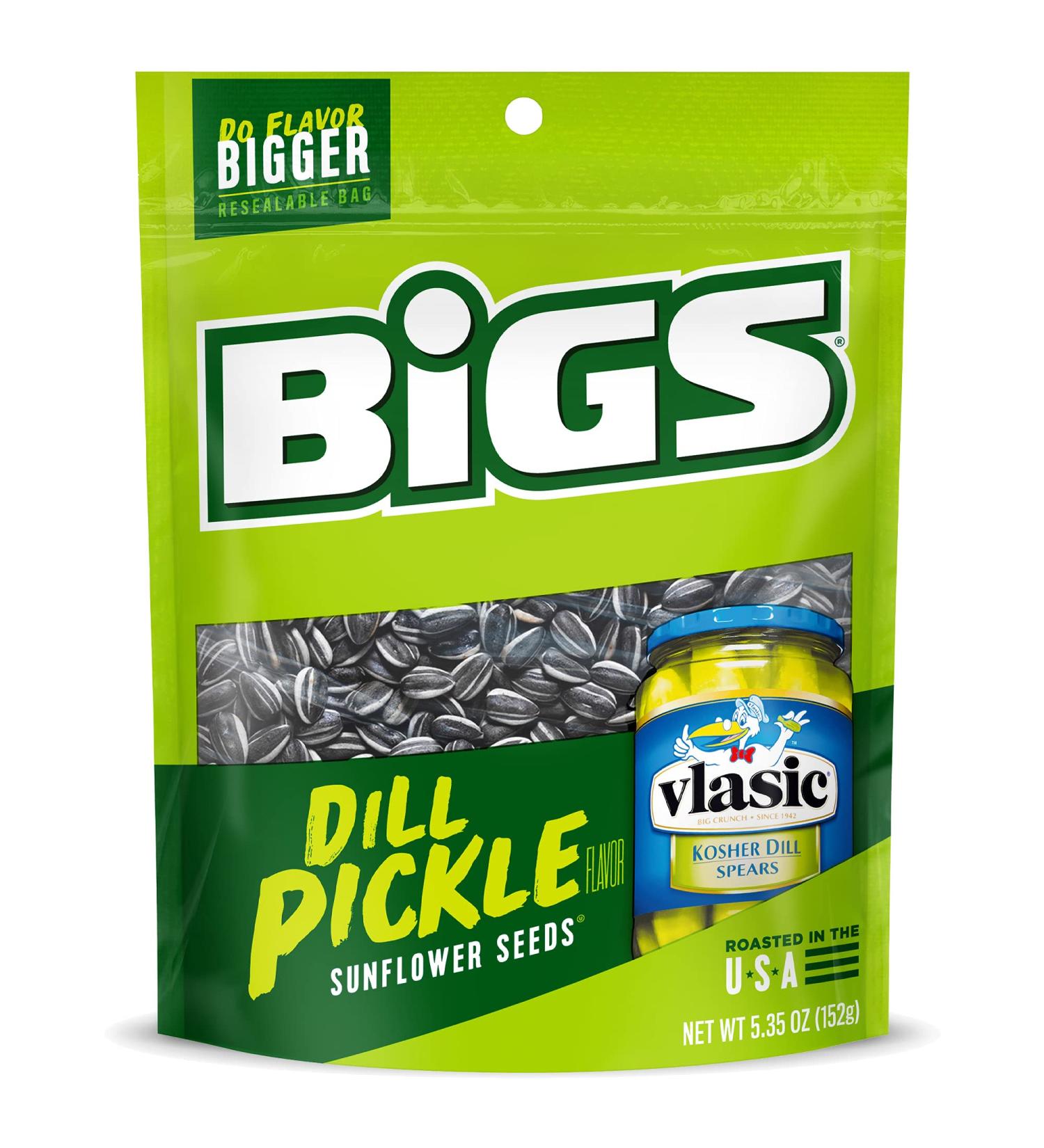 BIGS Vlasic Dill Pickle Sunflower Seeds 5.35oz Bags - Pack of 12 | Crunchy Snack with Bold Flavor - Buy Online on GoSupps.com