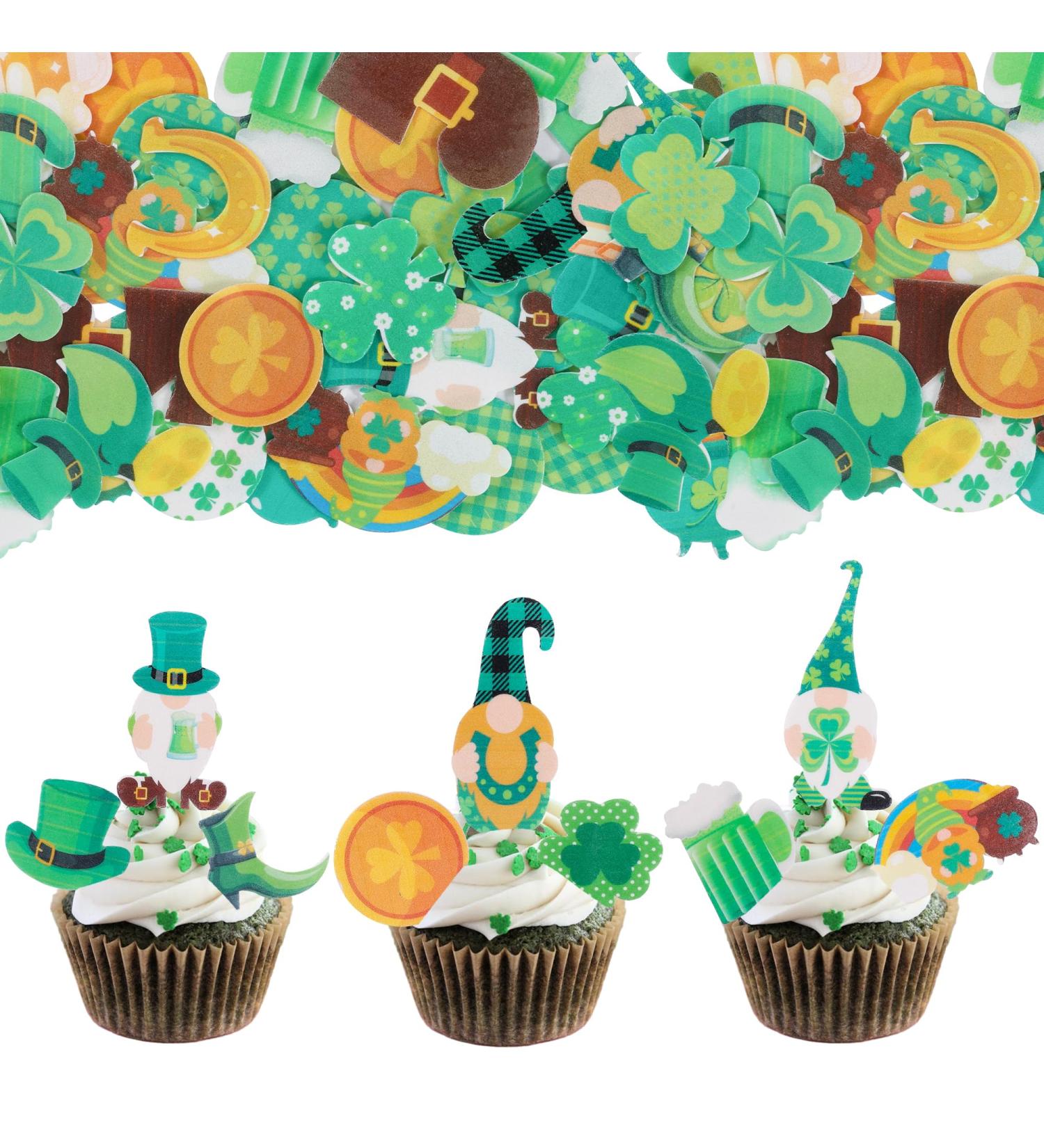 Gyufise 72Pcs Edible Happy St Patrick's Day Cupcake Toppers St Patrick's Day Cupcake Picks Edible Four Leaf Cake Toppers for Irish Saint Paddy's Day Theme Party Supplies Green 72pcs - Buy Online on GoSupps.com