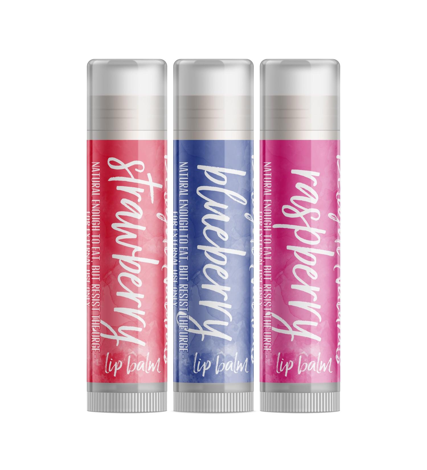 Berry Patch Lip Balm Gift Set - Strawberry Blueberry Raspberry | Best Natural Moisturizer | International Shipping Available - Buy Online on GoSupps.com