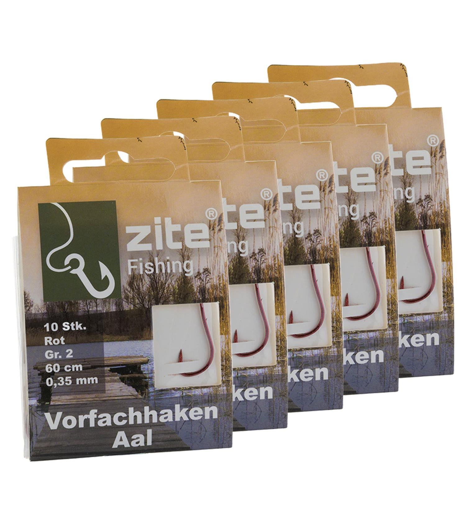 Zite Fishing Aal Hook - 10 Pieces Monofilament Leader Line & Size 1-2 Fishing Hooks | Premium Red Fishing Gear - Buy Online on GoSupps.com