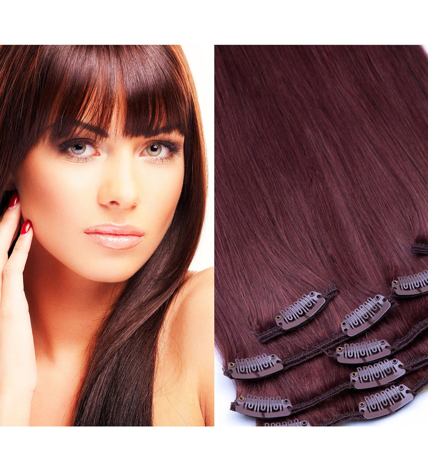 Clip In Hair Extensions Set - 7 Parts 60cm 100% Remy Real Hair Color 05 Chestnut - GlamX Intensions - Buy Online on GoSupps.com