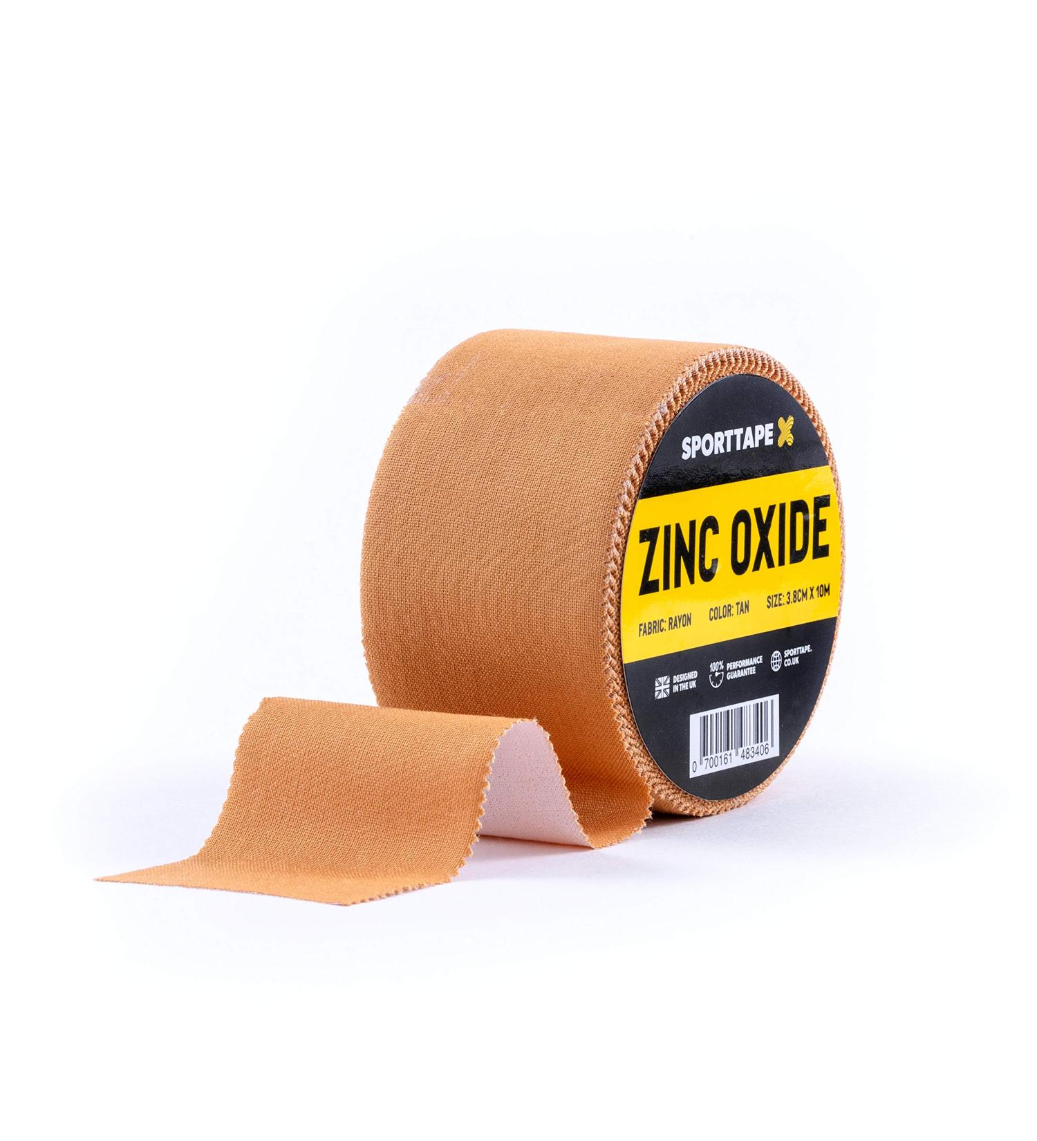 SPORTTAPE Tan Zinc Oxide Tape - 3.8cm x 10m - High Strength Athletic Tape Blister Prevention Tape Plantar Fascia Tape | Sports Strapping Tape & Ankle Tape for Netball. Football Rugby - Single Roll 3.8cm x 10m (1 Roll) - Buy Online on GoSupps.com