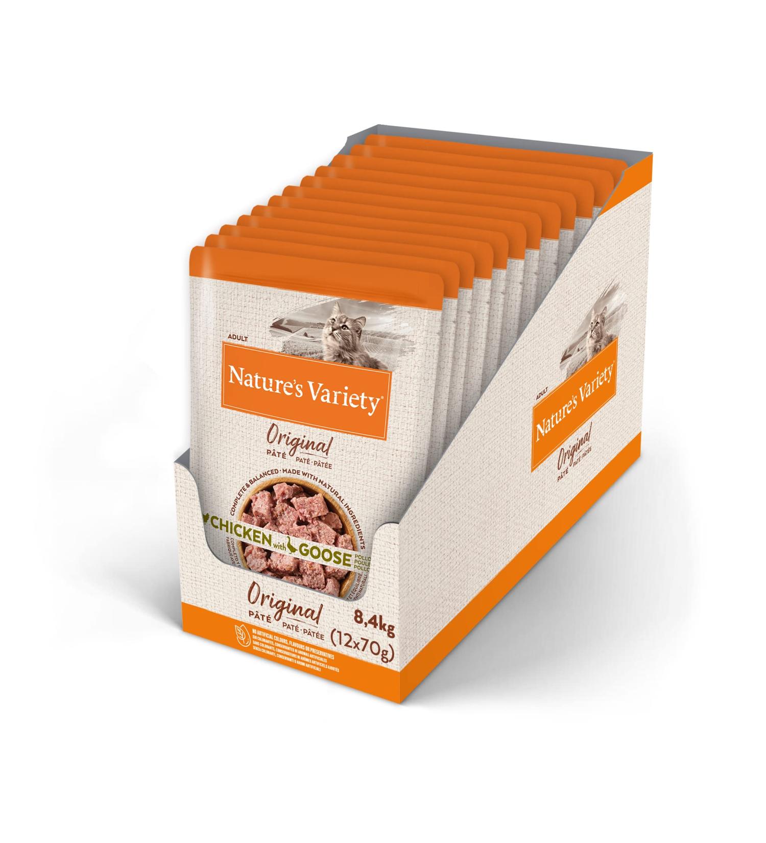 Nature's Variety Original No Grain Wet Cat Food - Chicken & Goose - 12 x 70g Pack | Grain-Free High-Quality Nutrition for Adult Cats - Buy Online on GoSupps.com
