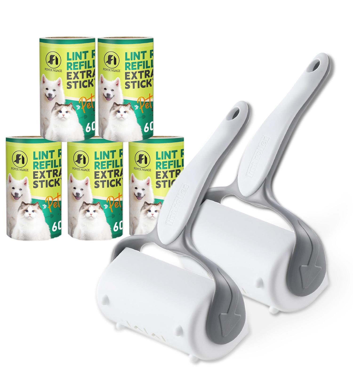 Extra Sticky Lint Roller for Animal Hair - 300 Sheets 2 Handles & 5 Refills | Ideal for Clothing Furniture & Carpet - Buy Online on GoSupps.com