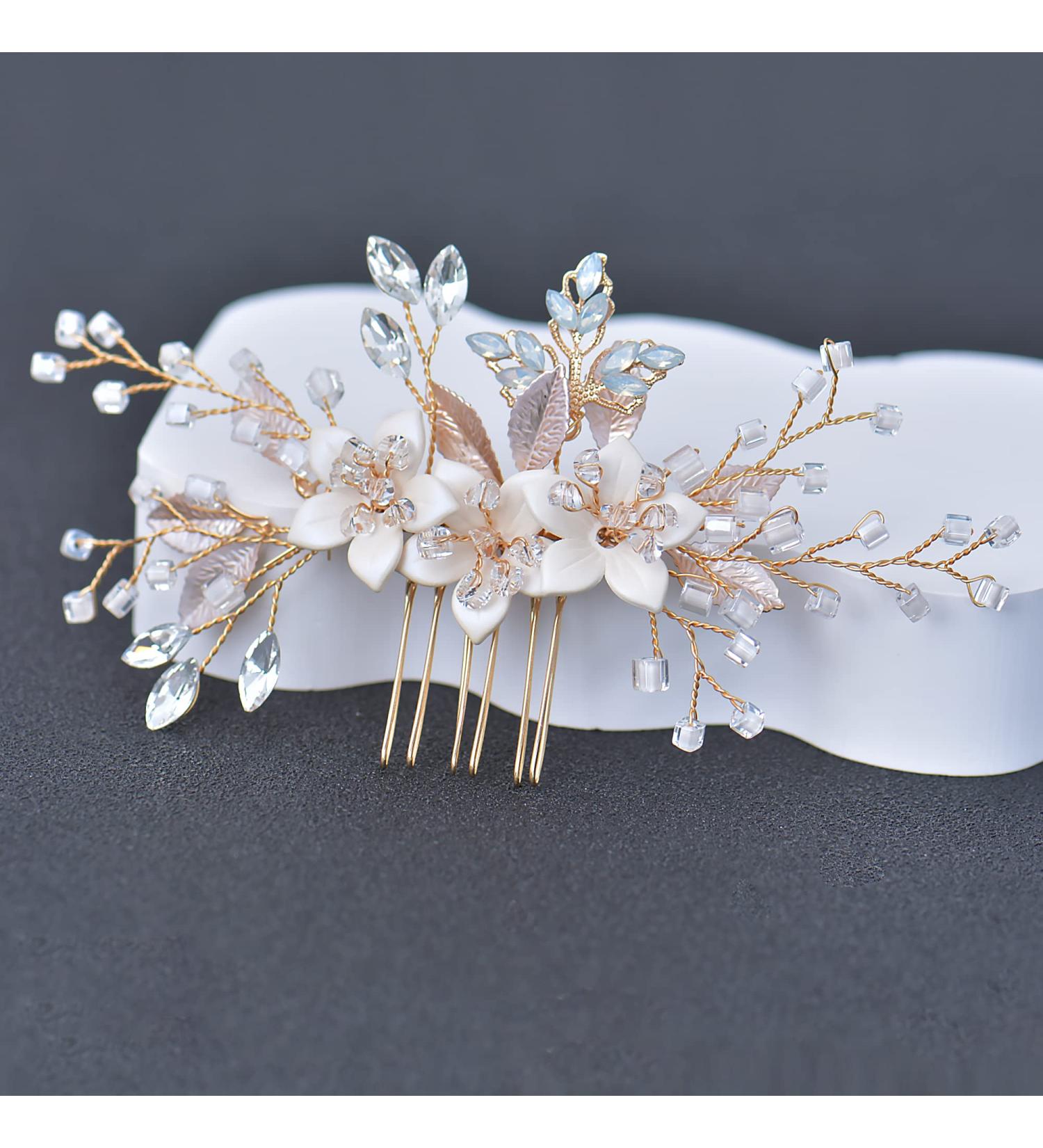 Gold Crystal Bridal Hair Comb - Wedding Accessories for Brides & Bridesmaids - Buy Online on GoSupps.com