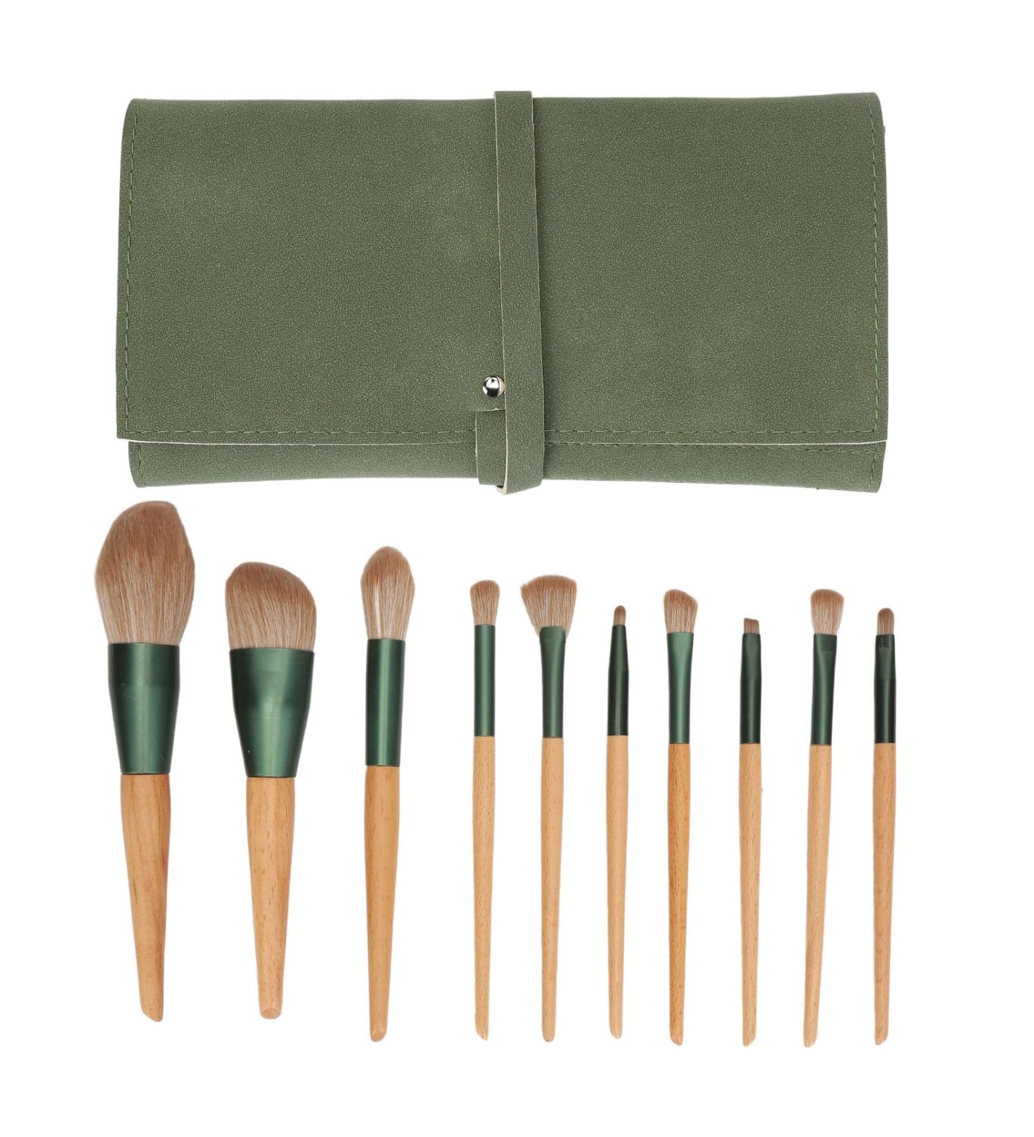 10-Piece Synthetic Eye Shadow & Concealer Brush Set with Storage Bag - Perfect for Beginners | International Shipping Available - Buy Online on GoSupps.com