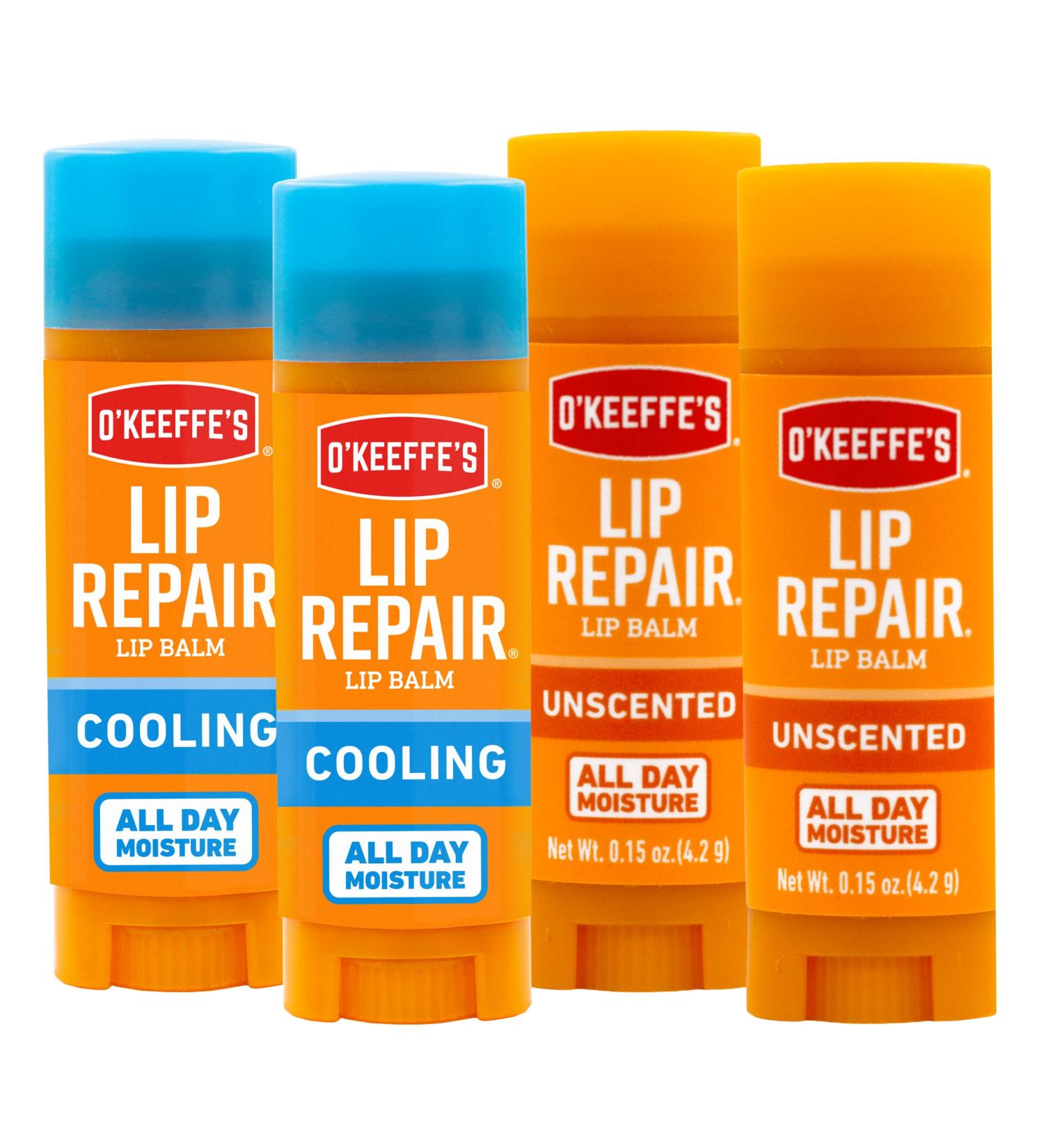 O'Keeffe's Lip Repair Lip Balm Stick - Pack of 4 (2 Cooling + 2 Unscented) - Buy Online on GoSupps.com