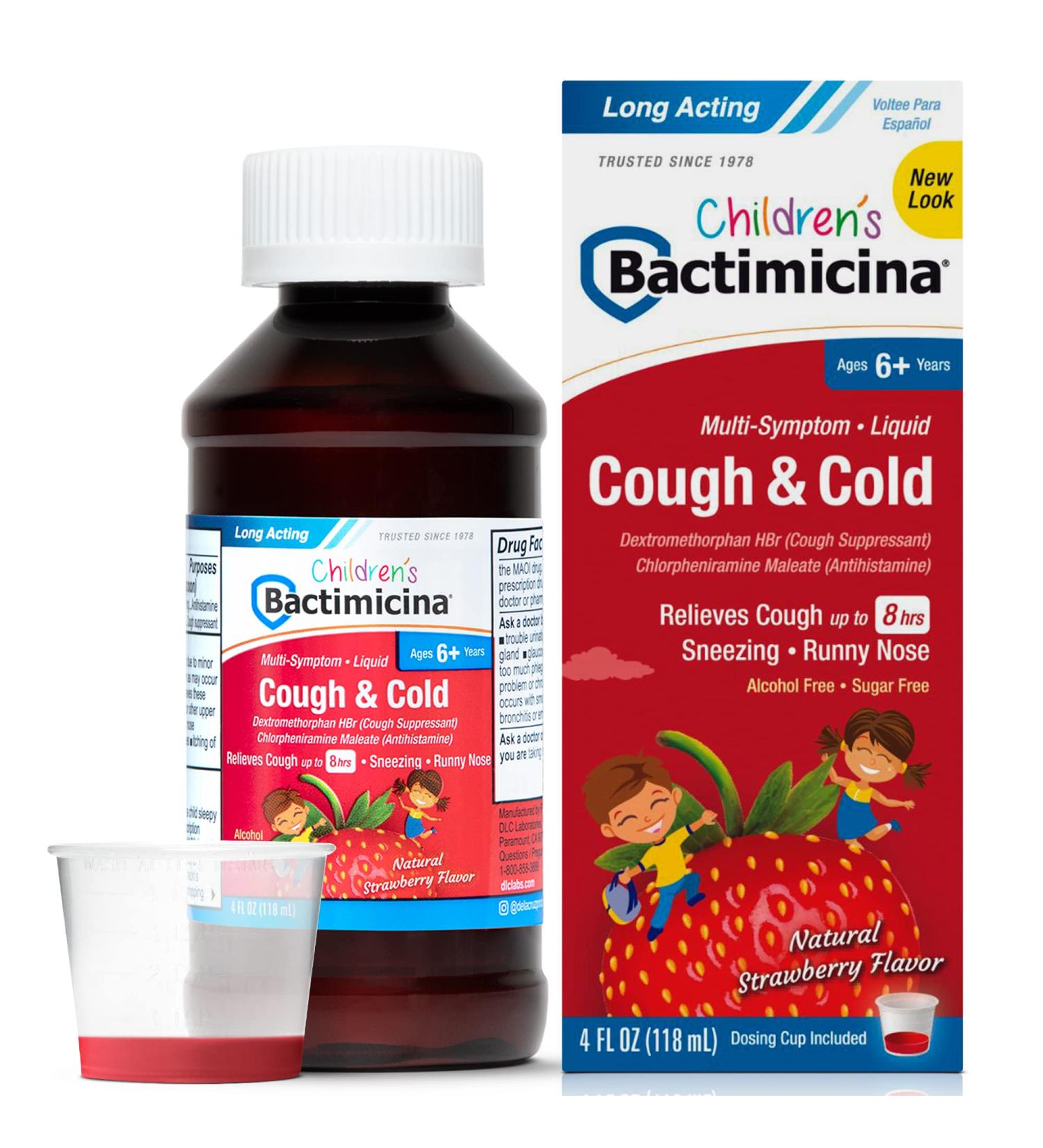 Children's Cough and Cold Liquid - Natural Strawberry Flavor - Cough Medicine for Kids Ages 6+ - 4 FL OZ - Shop Internationally - Buy Online on GoSupps.com