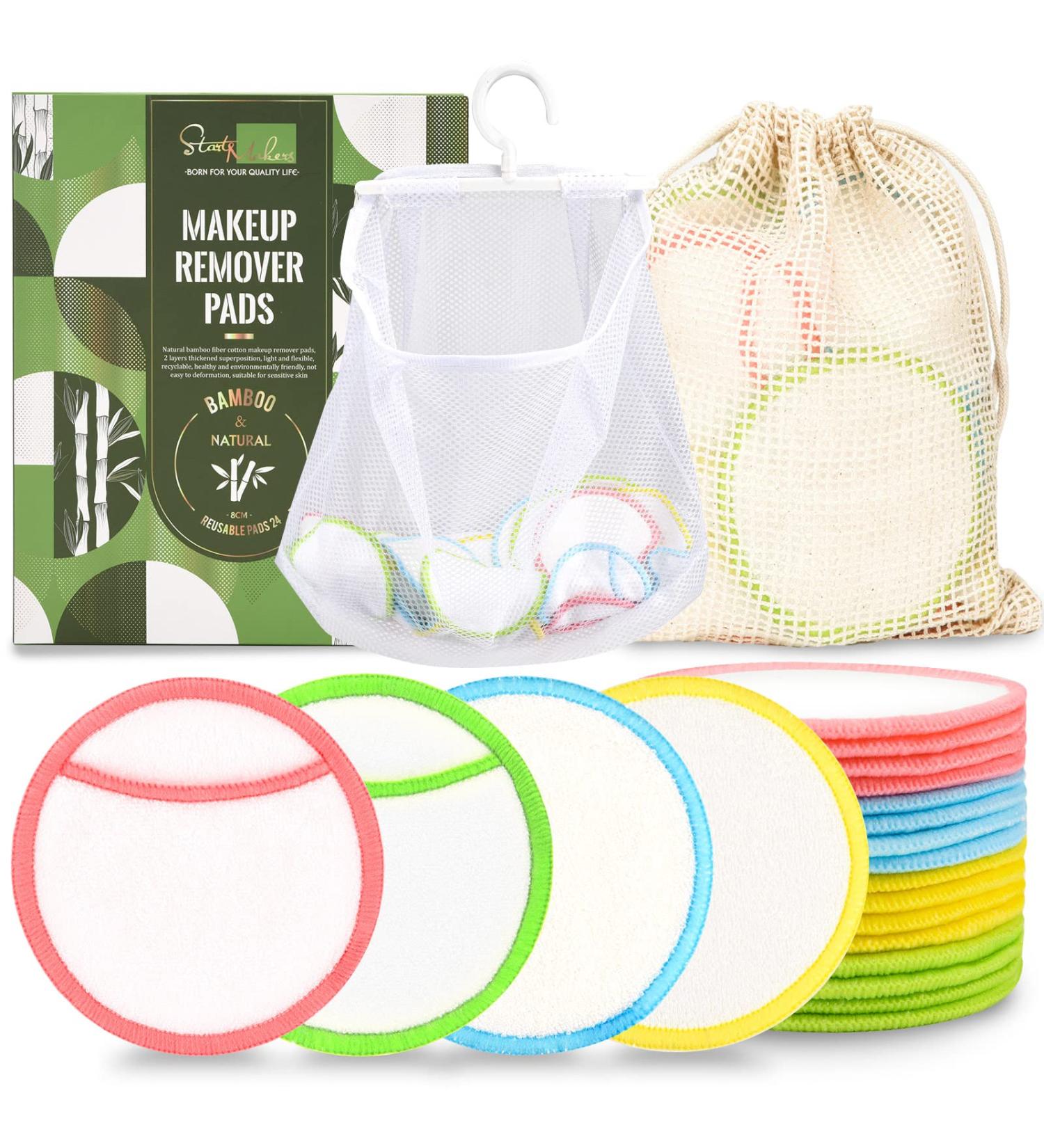 16Pcs Reusable Makeup Remover Pads - Eco-Friendly Bamboo Cotton Rounds for Sustainable Beauty - Buy Online on GoSupps.com