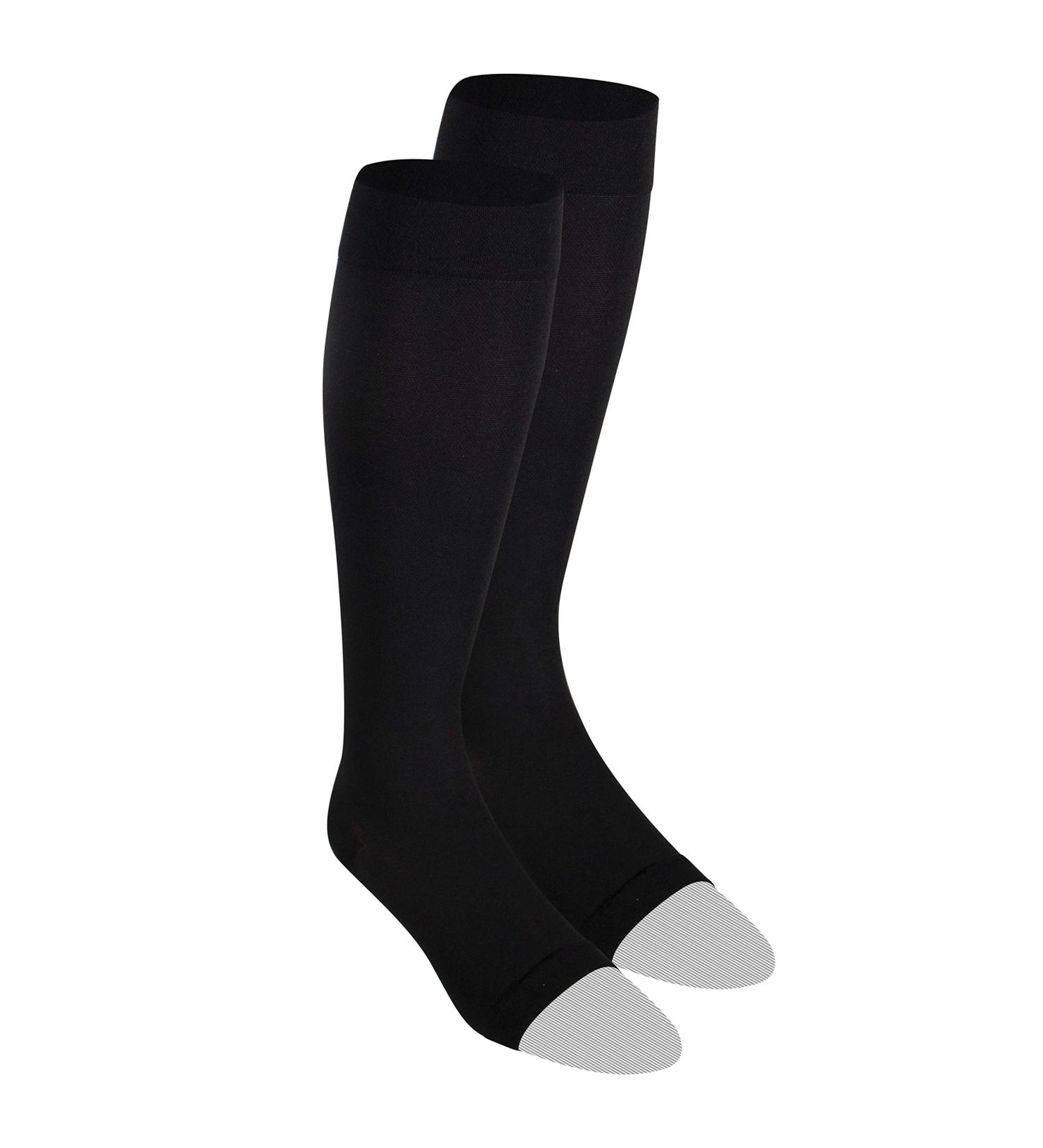 Buy NuVein Medical Compression Stockings 20-30 mmHg for Women & Men - Knee Length Open Toe - Medium Black - Buy Online on GoSupps.com