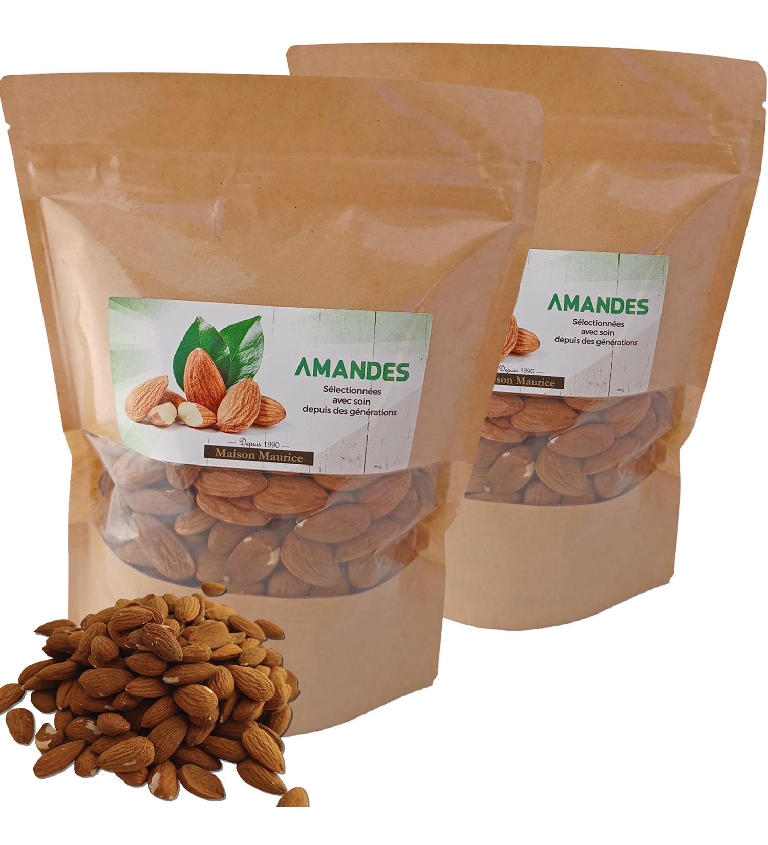 Pralines l'Ancienne - Peeled Almonds 2 x 400 g - Bag of Salt-Free Whole Almonds - Snack Aperitif Ingredient for Cooking Baking - Buy Online on GoSupps.com