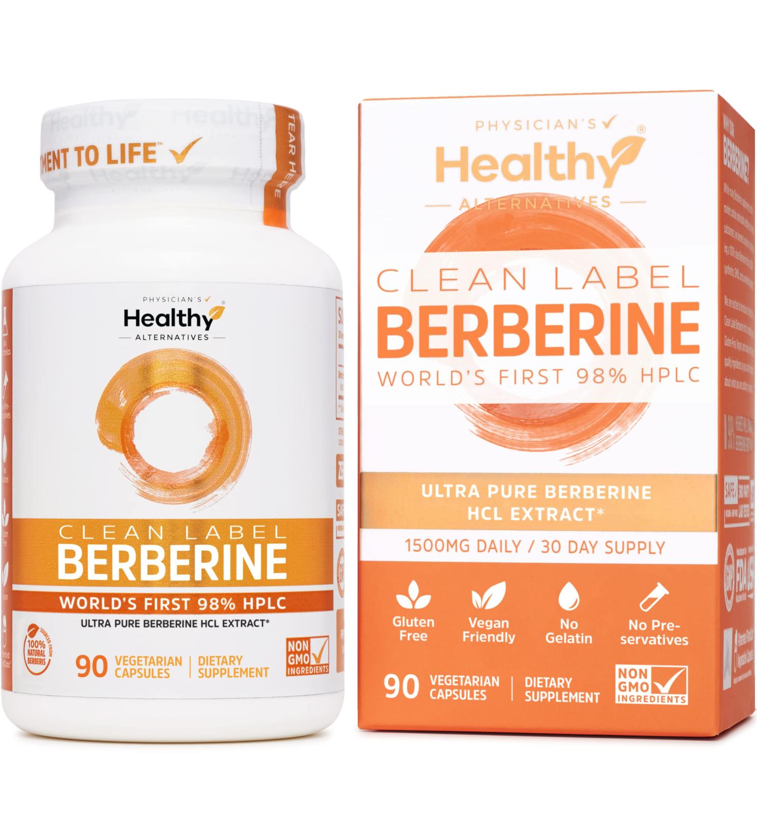 Ultra Pure Berberine 1500mg - 98% Purity - Non-GMO, Gluten Free, Vegan - 90ct - Buy Online on GoSupps.com