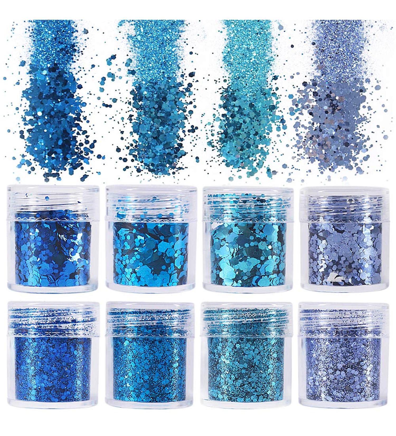Besharppin 8 Boxes Blue Glitters Sequins for Crafts, Body, Face, Hair, Makeup, Nail Art - Buy Online on GoSupps.com