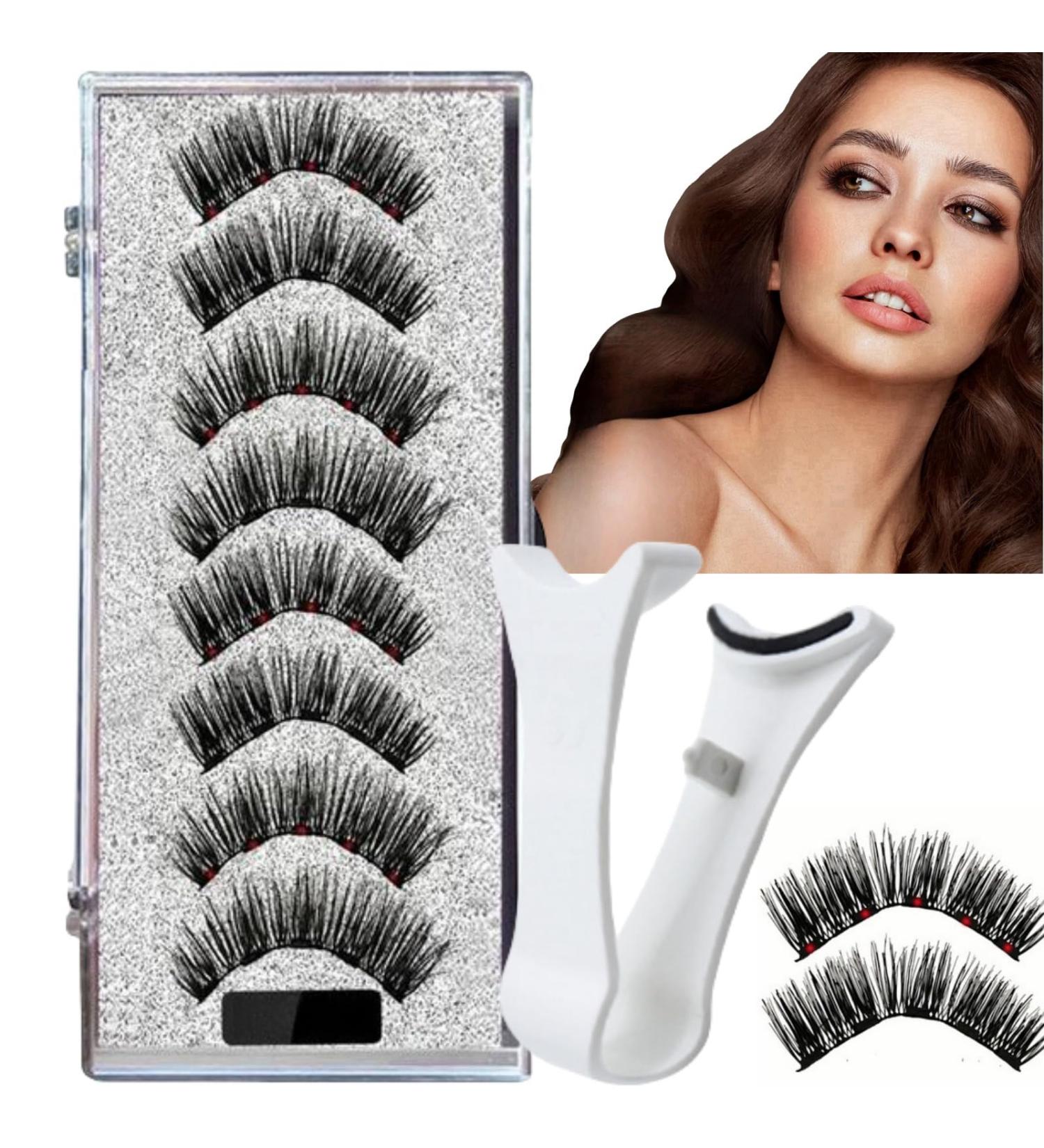 Magnetic Eyelashes with Applicator 4 Pairs Reusable Magnetic Lashes Magnetic Eyelashes without Eyeliner Magnetic False Eyelashes Kit Magnetic Glue-Free Waterproof Reusable 3D Magnetic Eyelash Set - Buy Online on GoSupps.com