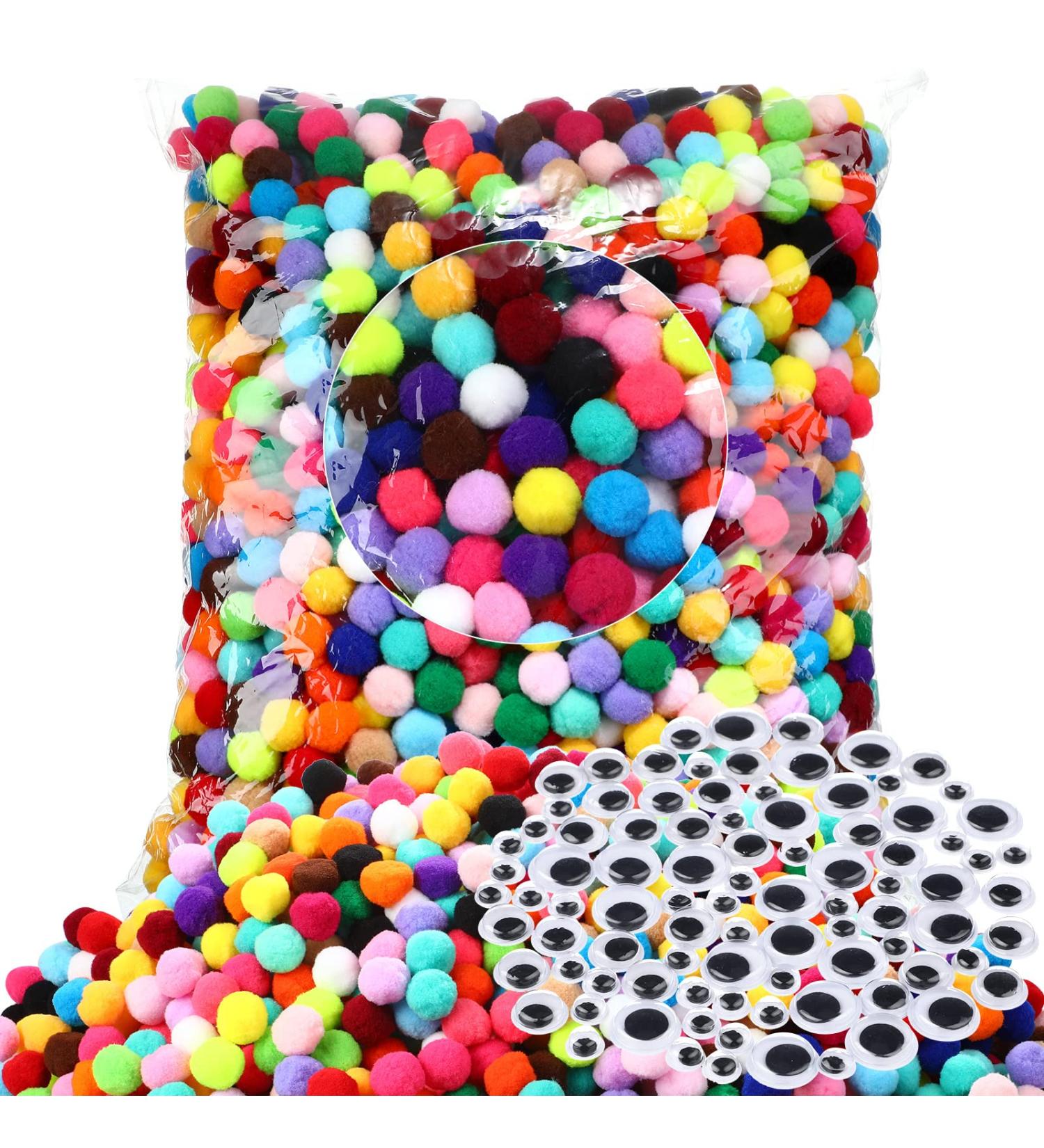 2000 Pcs 1 Inch Assorted Pom Poms with 220 Self Adhesive Googly Eyes - Multi Colors for DIY Crafts - Buy Online on GoSupps.com