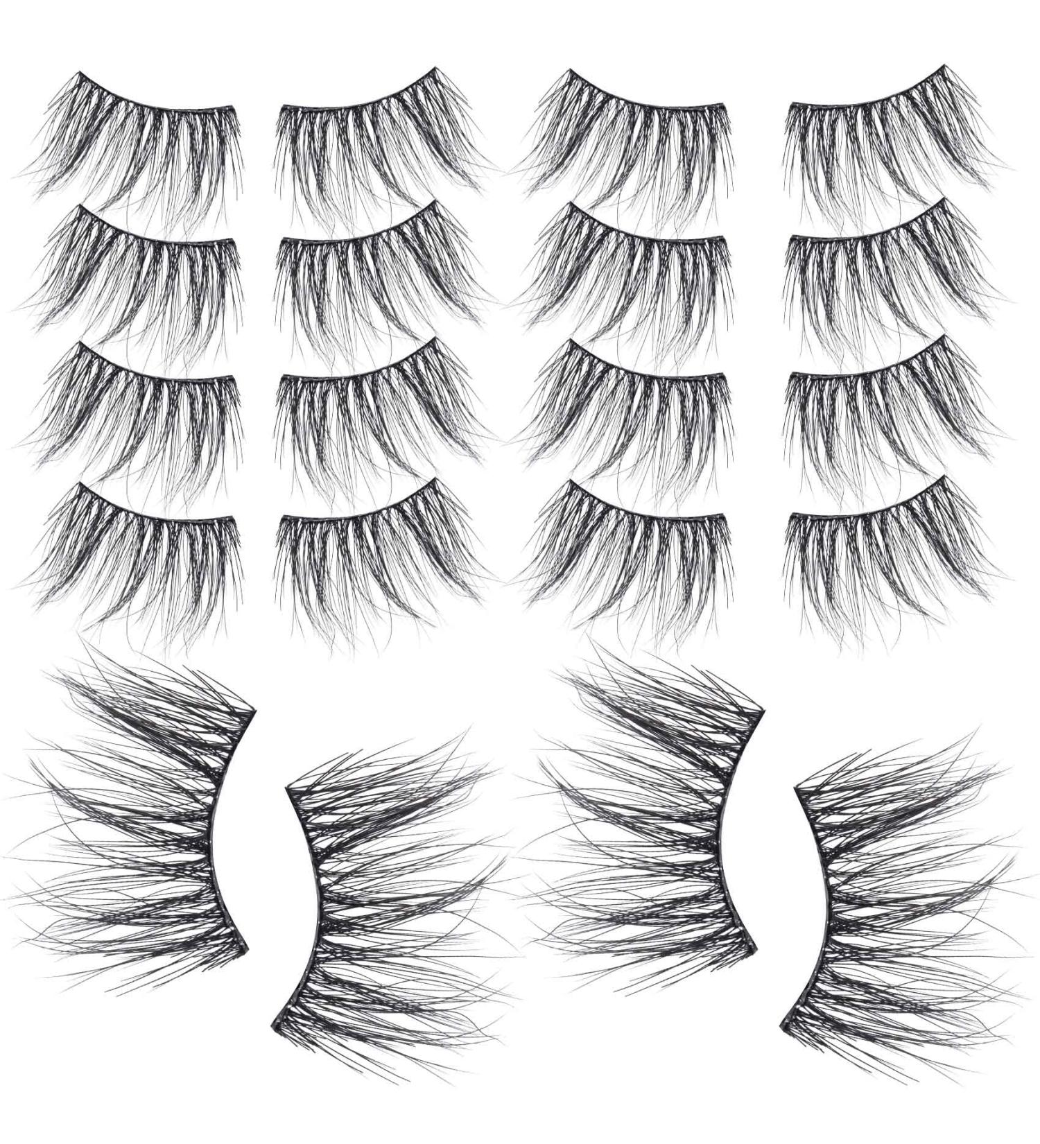 Buy 15mm 10 Pairs PAGOW Half Lashes - 3D Fluffy Wispy False Eyelashes with Clear Band Natural Look Handmade & Reusable - Buy Online on GoSupps.com