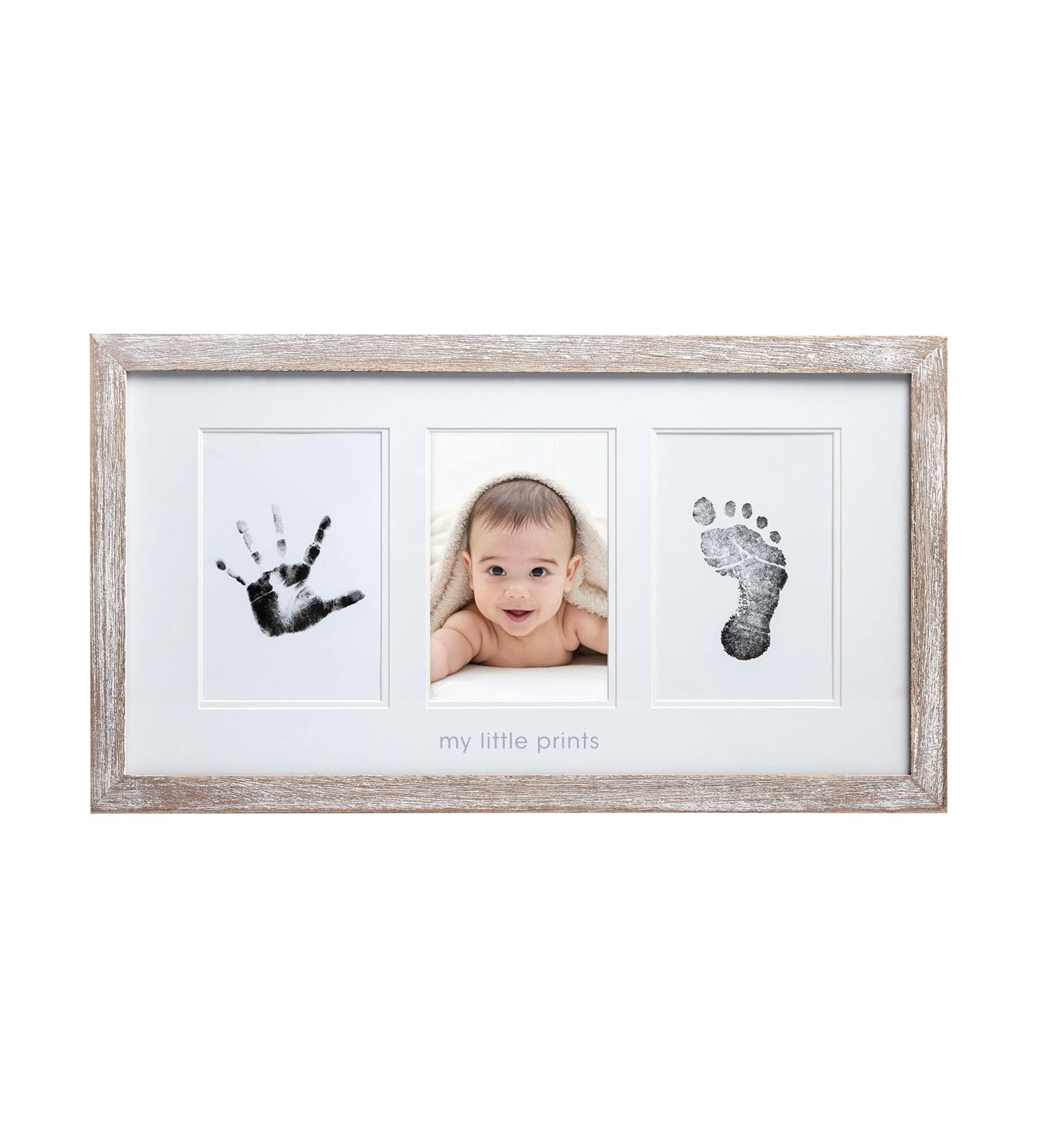 Pearhead Babyprints Rustic Wood Frame - Nursery Decor Keepsake with Baby Handprint and Footprint - Distressed Wood Design - Buy Online on GoSupps.com