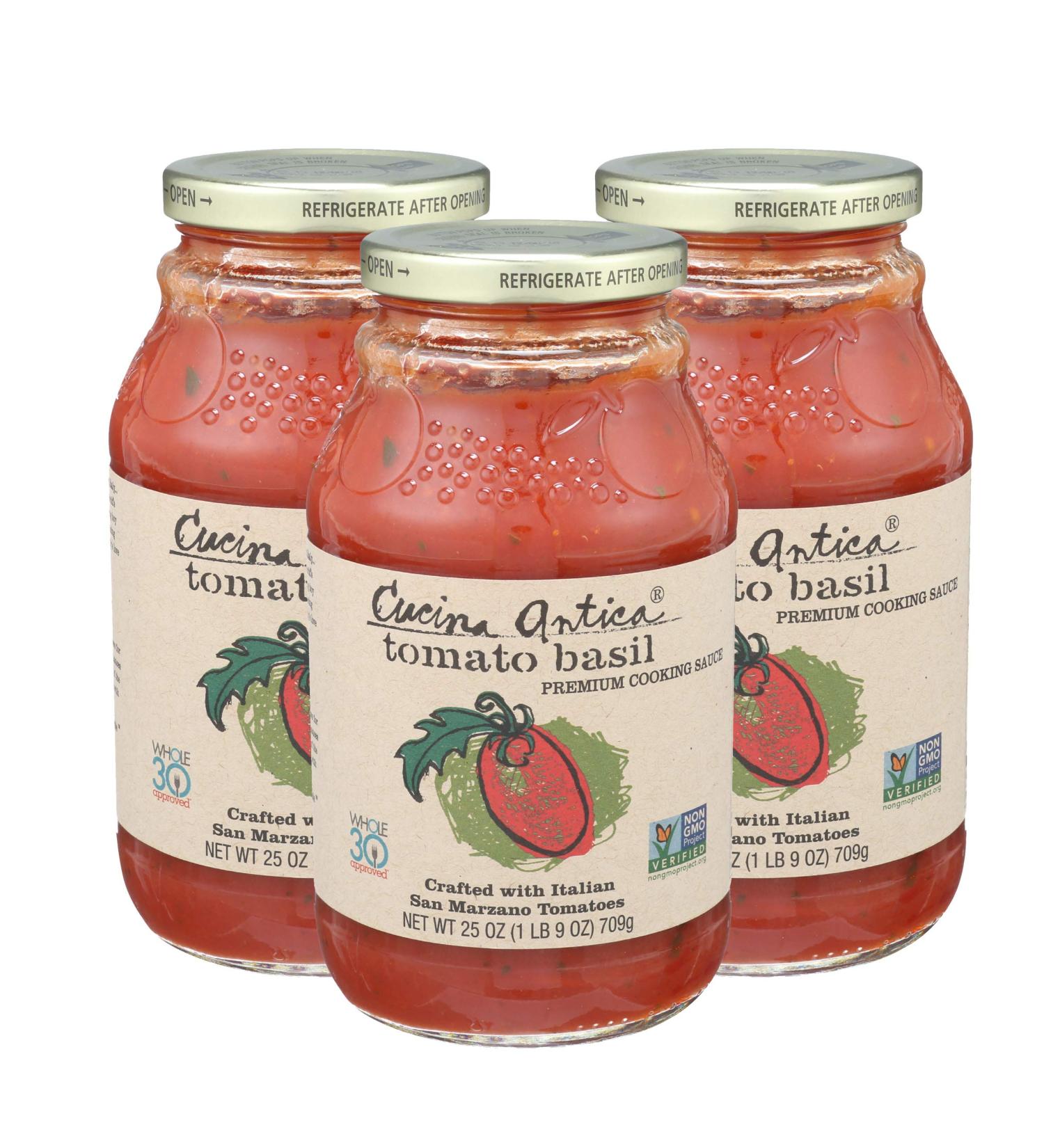 Cucina Antica Pasta Sauce Tomato Basil 25oz (Pack of 3) - Authentic Italian Recipe - Buy Online on GoSupps.com