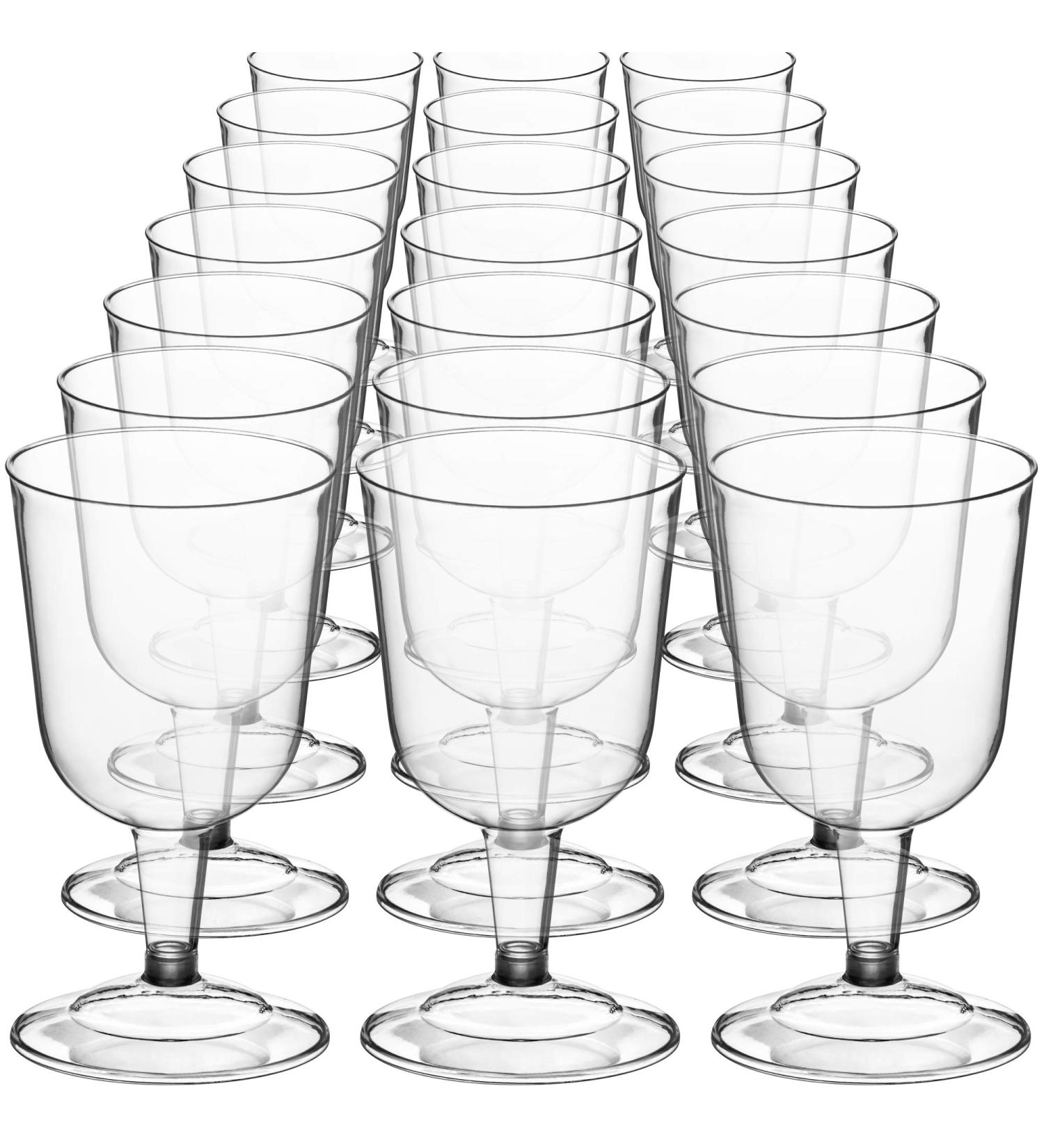 DecorRack 24 Pack of 6 Oz Plastic Wine Glasses for Outdoor Parties - Stackable, Reusable, Disposable Clear Cups for Weddings, Picnics - Buy Online on GoSupps.com
