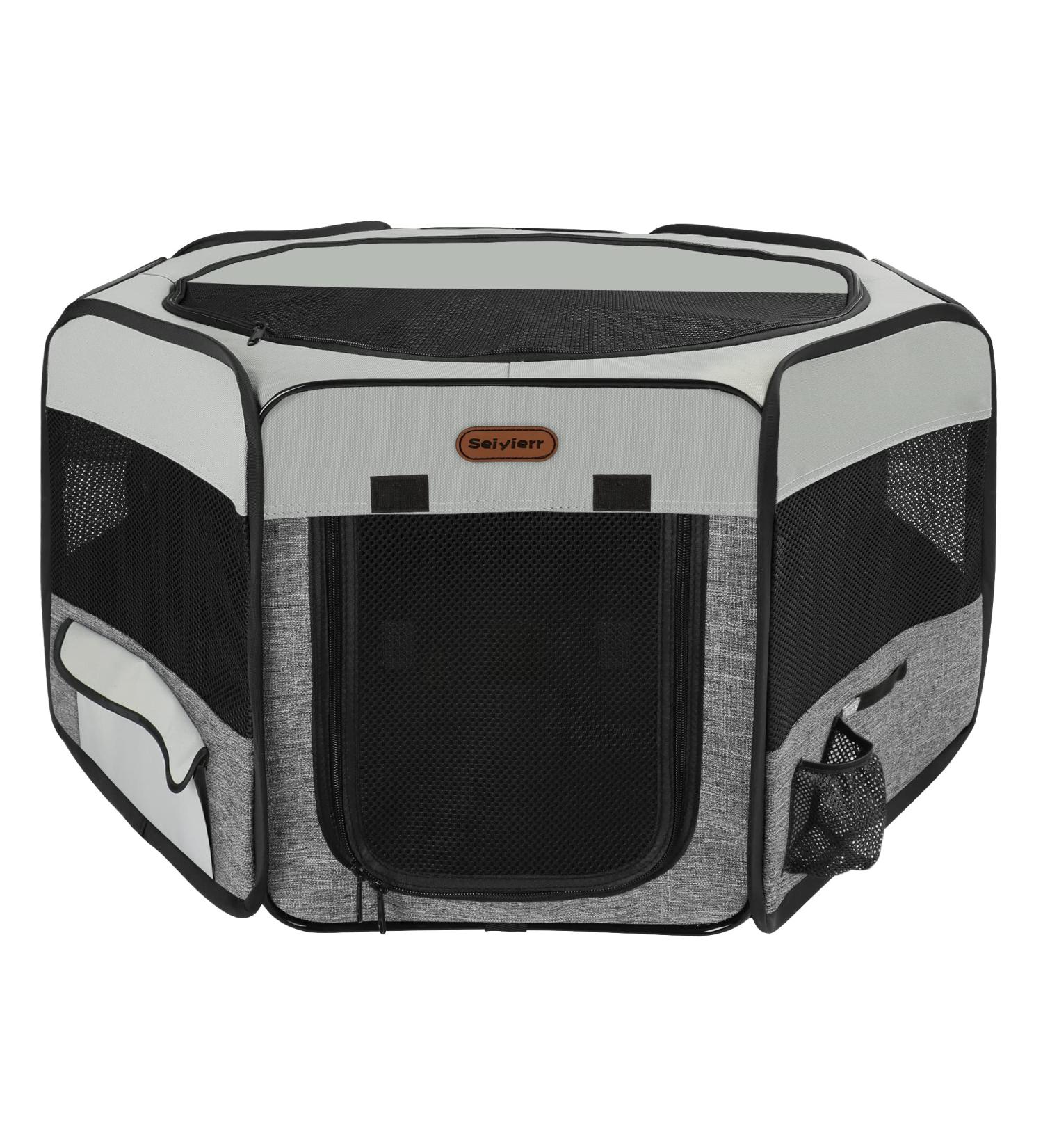 Seiyierr Portable Pet Playpen with Carrying Case - Indoor/Outdoor Puppy & Cat Playpen for Small Dogs - Removable Mesh Shade Cover Included - Buy Online on GoSupps.com