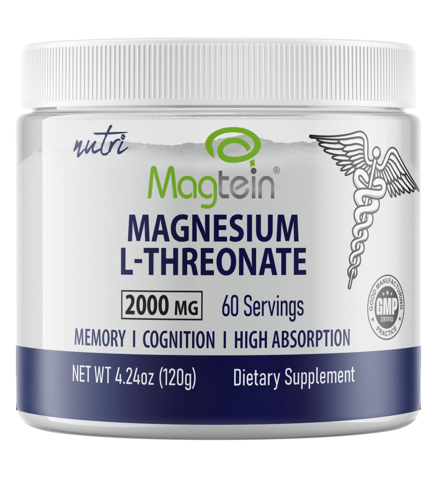 Nature's Fusions Magnesium Powder - 60 Servings - 2000mg Per Serving - Tasteless High Absorption Magnesium Supplement for Brain Health Sleep & Cognitive Function - Magnesium Powder 4 oz 120g