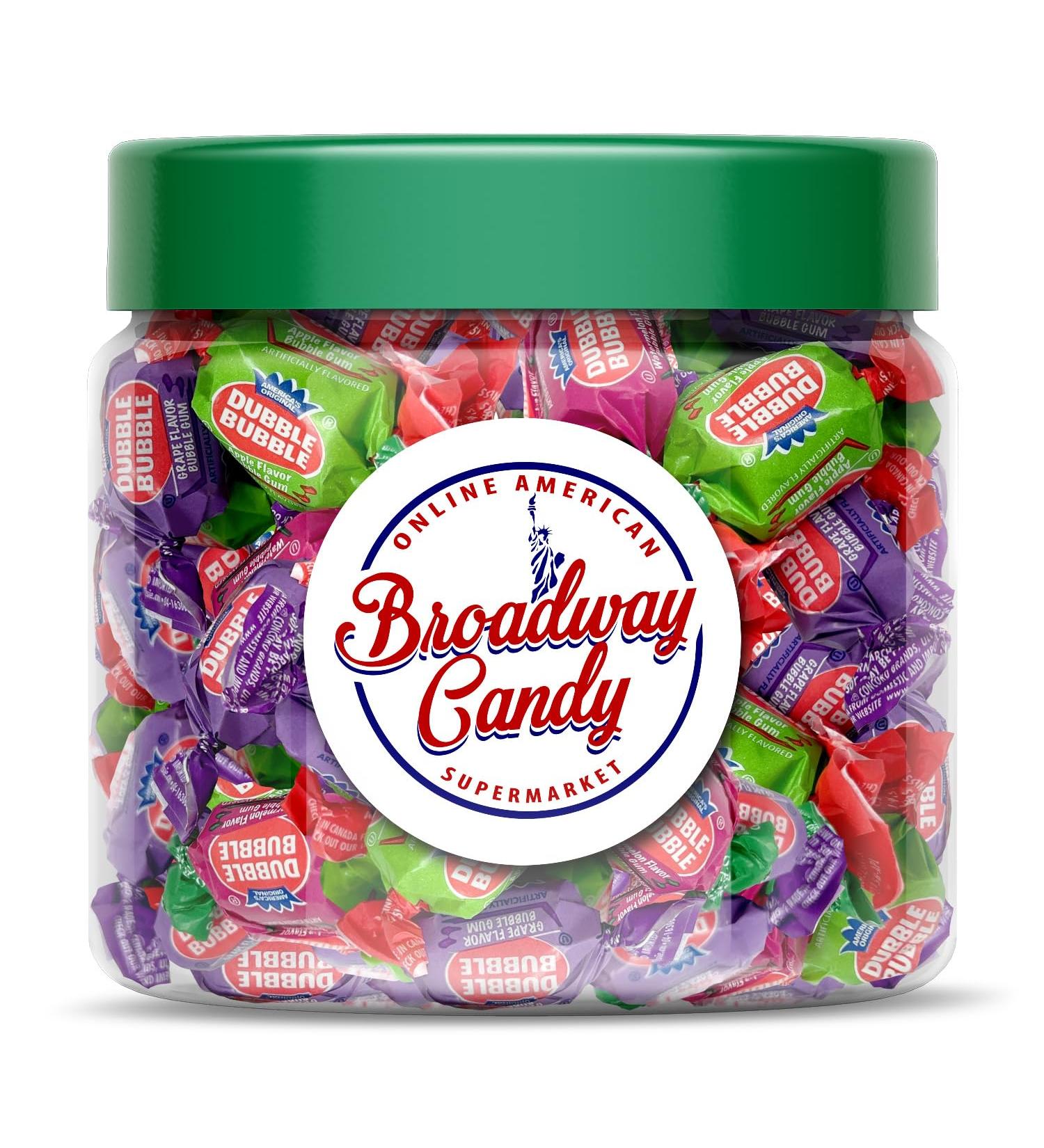 Broadway Candy Sweets Jar 450g - Dubble Bubble 3 Flavour Twist Bubble Gum Jar - Flavourful Bubble Gum Chewing Gum Bulk - Easy to Blow Bubbles - Approximately 60 Pieces - Buy Online on GoSupps.com