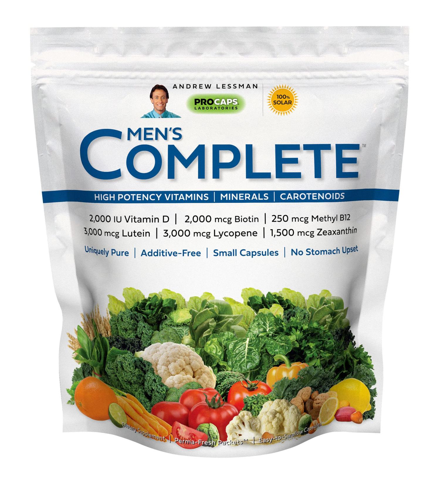 ANDREW LESSMAN Men's Complete Multivitamin - High Potency 30+ Nutrients, Essential Vitamins, Minerals & Carotenoids - 120 Packets, Easy-to-Swallow, No Binders/Fillers/Additives - Buy Online on GoSupps.com