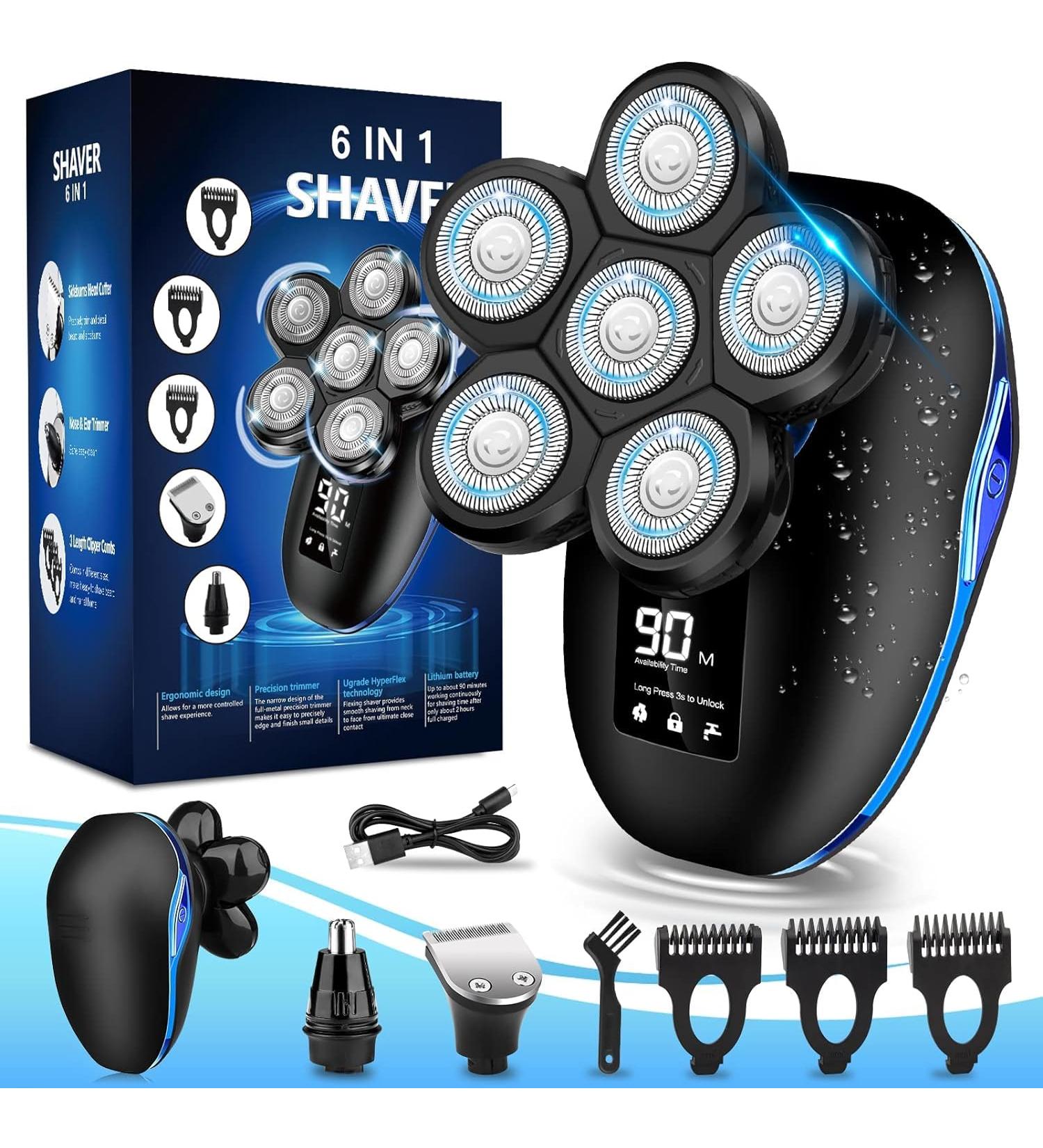6D Electric Shaver for Bald Heads | Waterproof Cordless Grooming Kit | Men's Rotary Shaving Razor - Buy Online on GoSupps.com