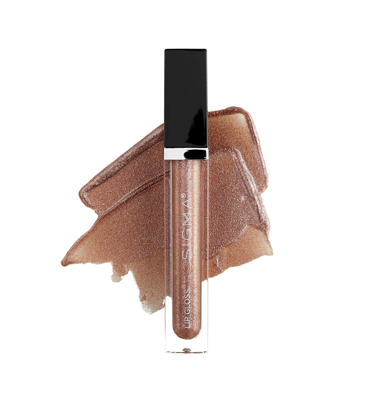 Sigma Beauty Lip Gloss - Dazzling - Non Sticky High-Shine Lip Gloss with Shimmer - Paraben Free Lip Gloss - Bronze Lip Color