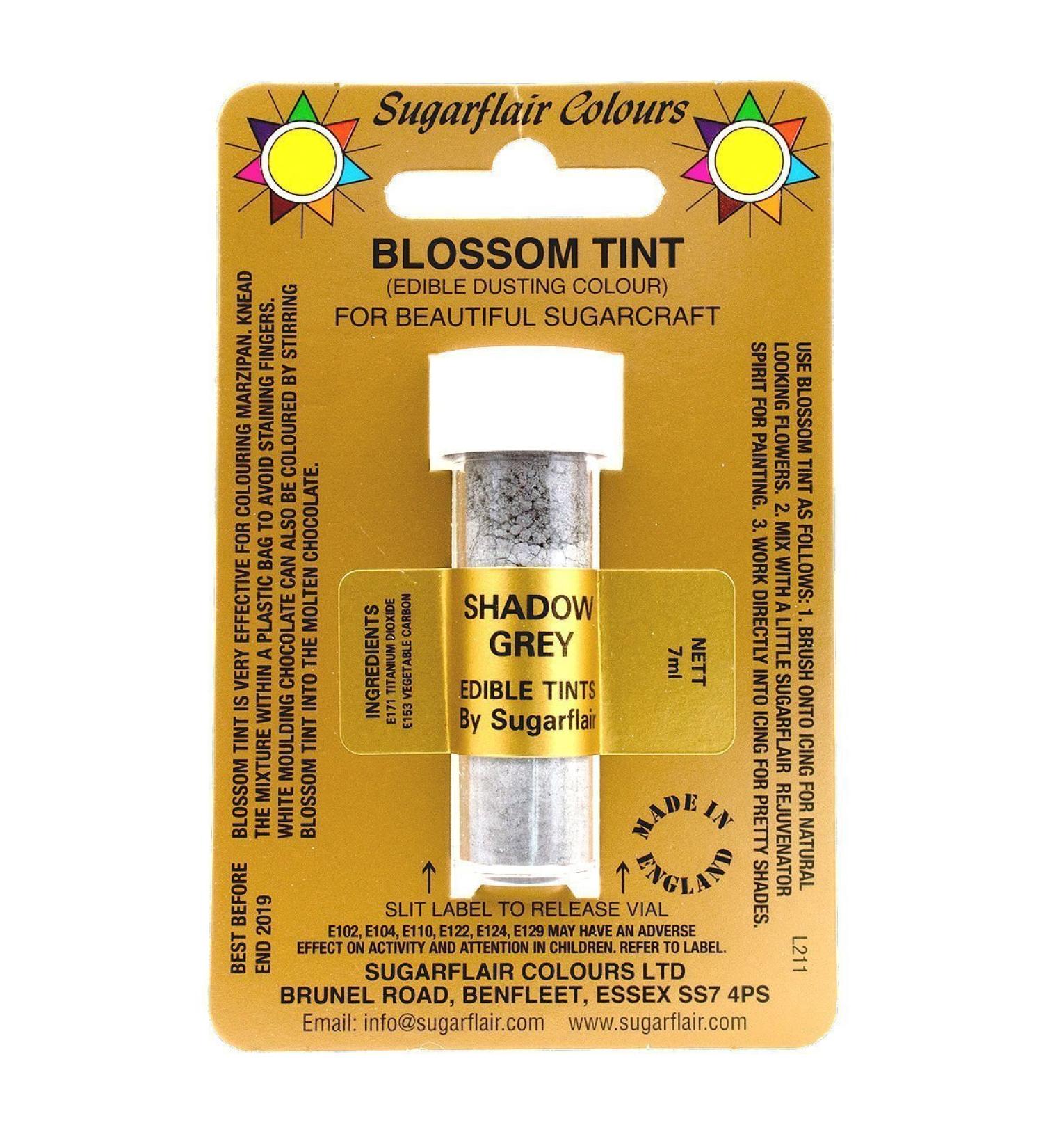 Sugarcraft Sugarflair Colour Blossom Tint Powder Dust Shadow Grey 7ml