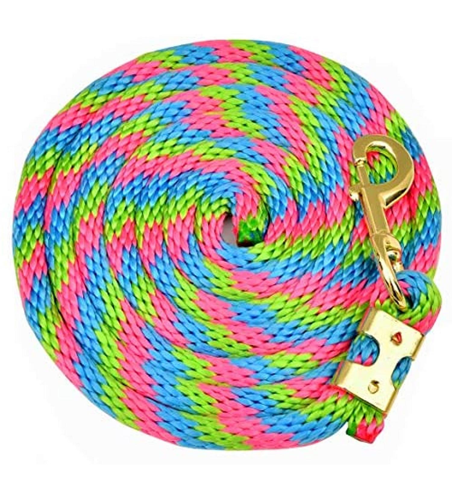Mustang Poly Lead Rope 9ft. with Bolt Snap Hot Pink/Aqua/Lime