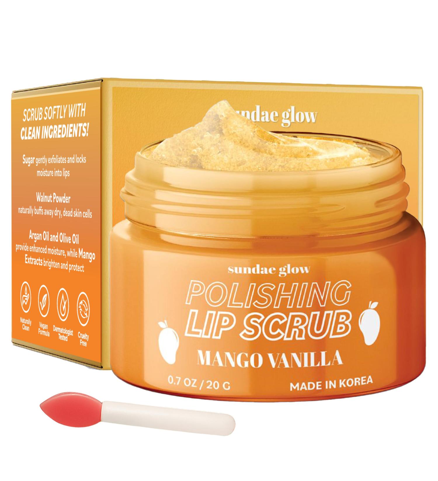 Sundae Glow Lip Scrub with Mango Vanilla Exfoliates Hydrates & Repairs Smooths Softens & Revitalizes Dry Lips Dermatologist Tested Korean Skin Care Clean Beauty Cruelty-Free 1 Pack - Buy Online on GoSupps.com