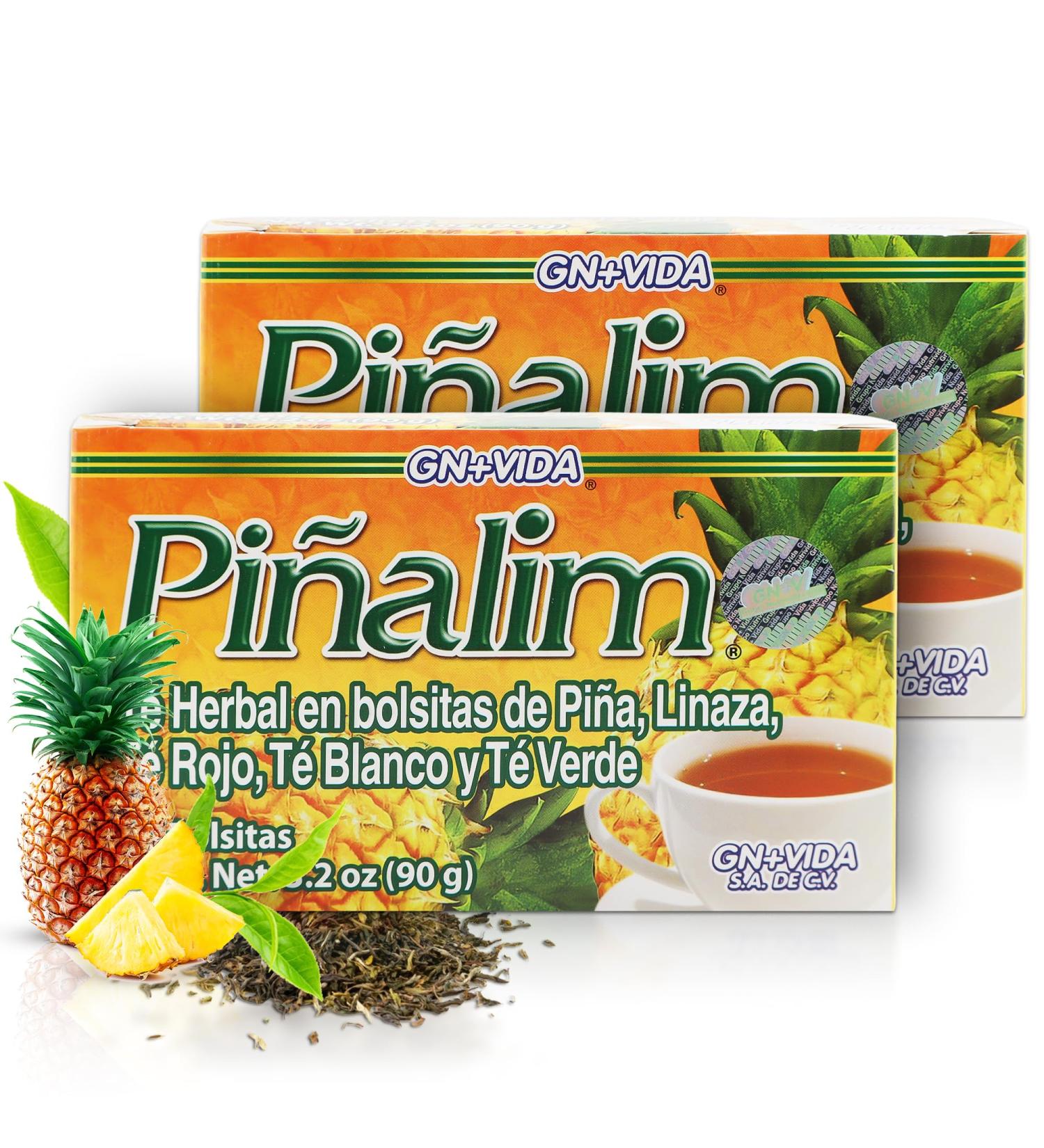 GN + VIDA Pinalim Tea | Detox Tea | Pineapple Based Tea Containing Red Tea Green Tea White Tea and Senna Leaf | Thermogenic Effect | Twin Pack (2 x 30 Tea Bags) - Buy Online on GoSupps.com