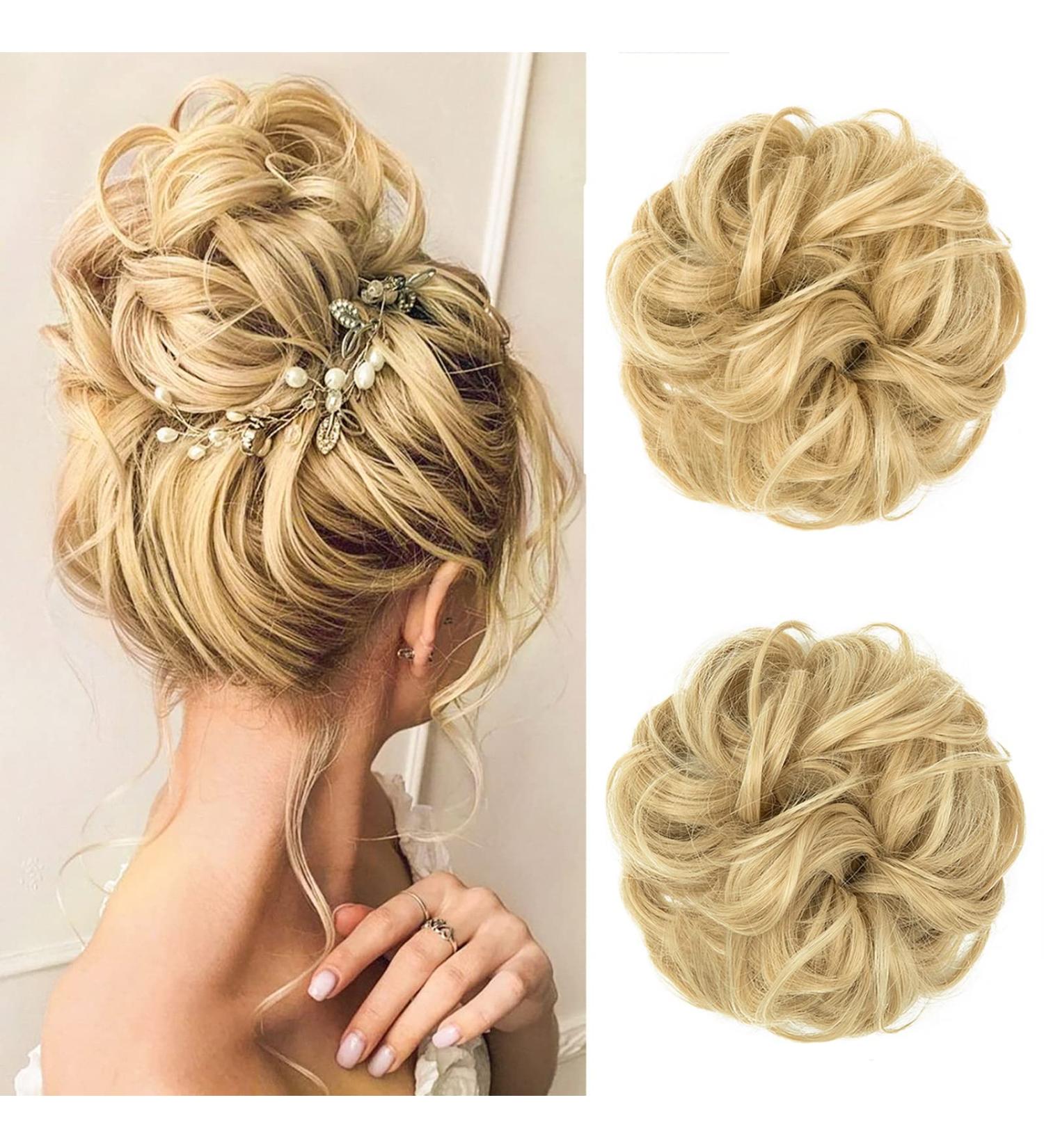 JJStar 2-Piece Hair Part with Rubber Band | Dutt Hair Tie & Extensions for Messy Bun & Ponytail - Natural Blonde for Women & Girls - Buy Online on GoSupps.com