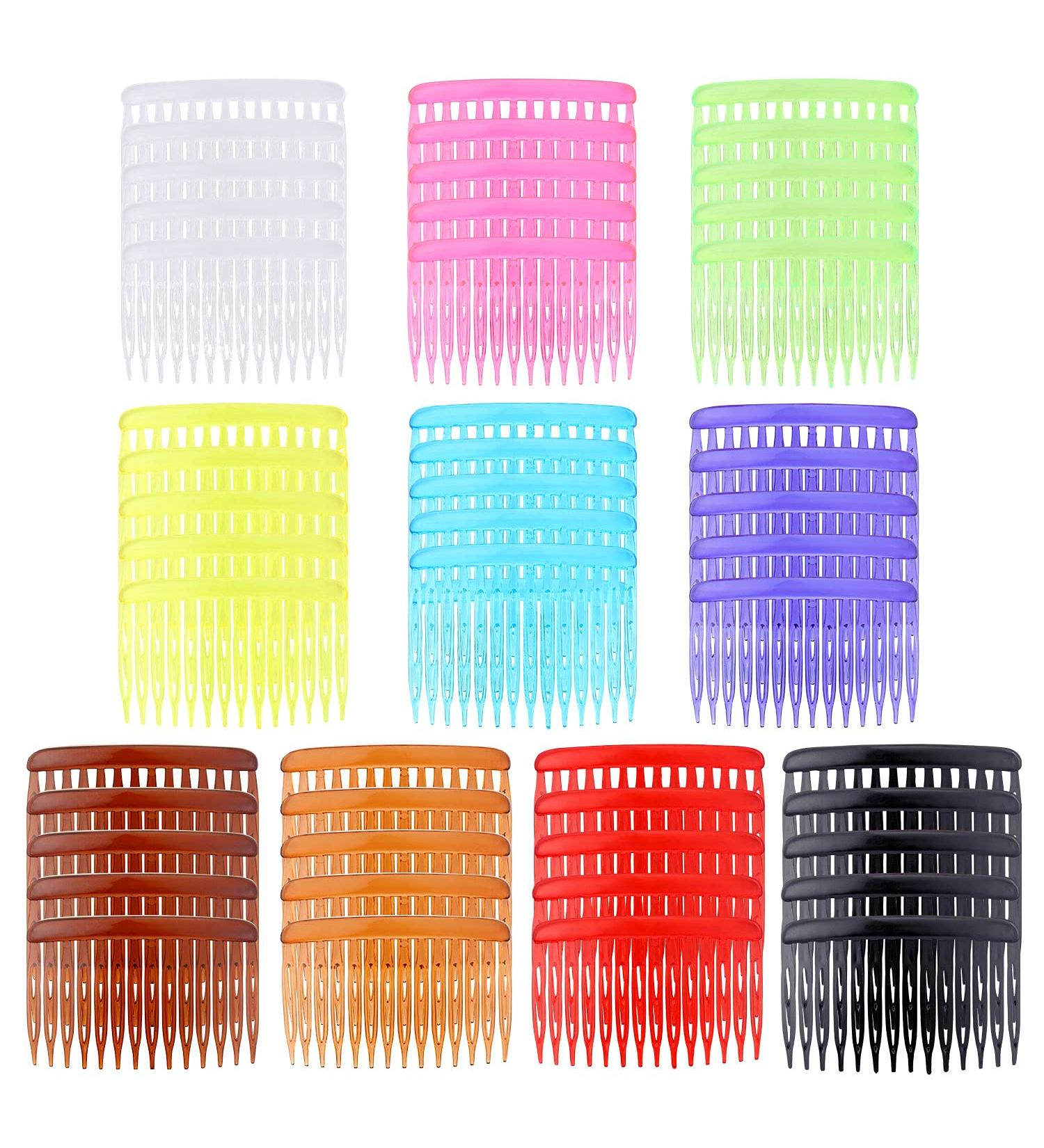 50 Pack Small Plastic Side Hair Combs - 14 Teeth Hair Barrette Clips for Women - Bridal Wedding Veil Comb - DIY Crafts and Decorative Headpiece - French Twist Updo Bun Accessories - Buy Online on GoSupps.com