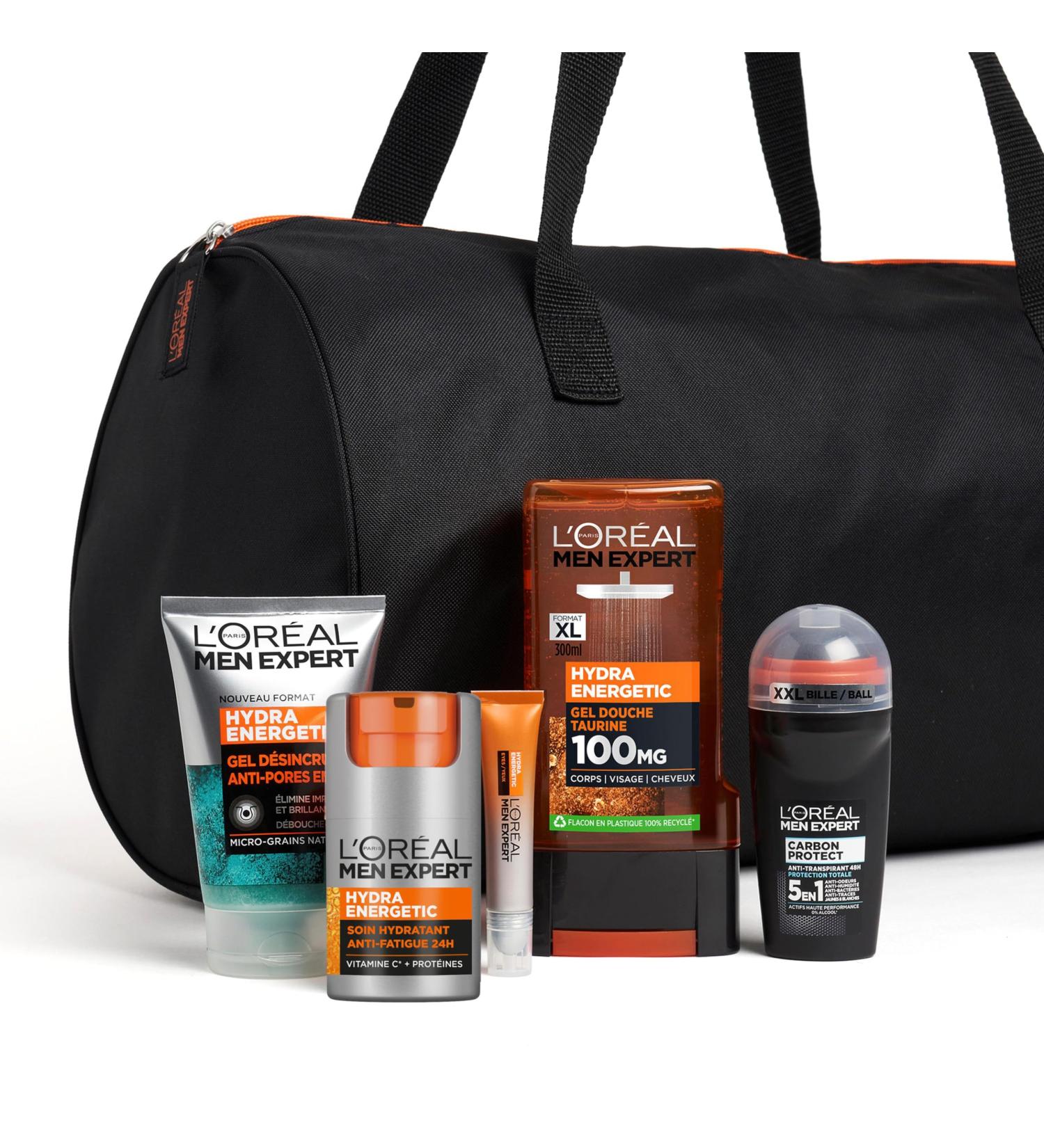 L'Or al Men Expert - Men's Energy Routine Bag - Anti-Fatigue Face & Eye Care - Vitamin C Taurine & Charcoal - Hydra Energetic - 5 Products - Buy Online on GoSupps.com