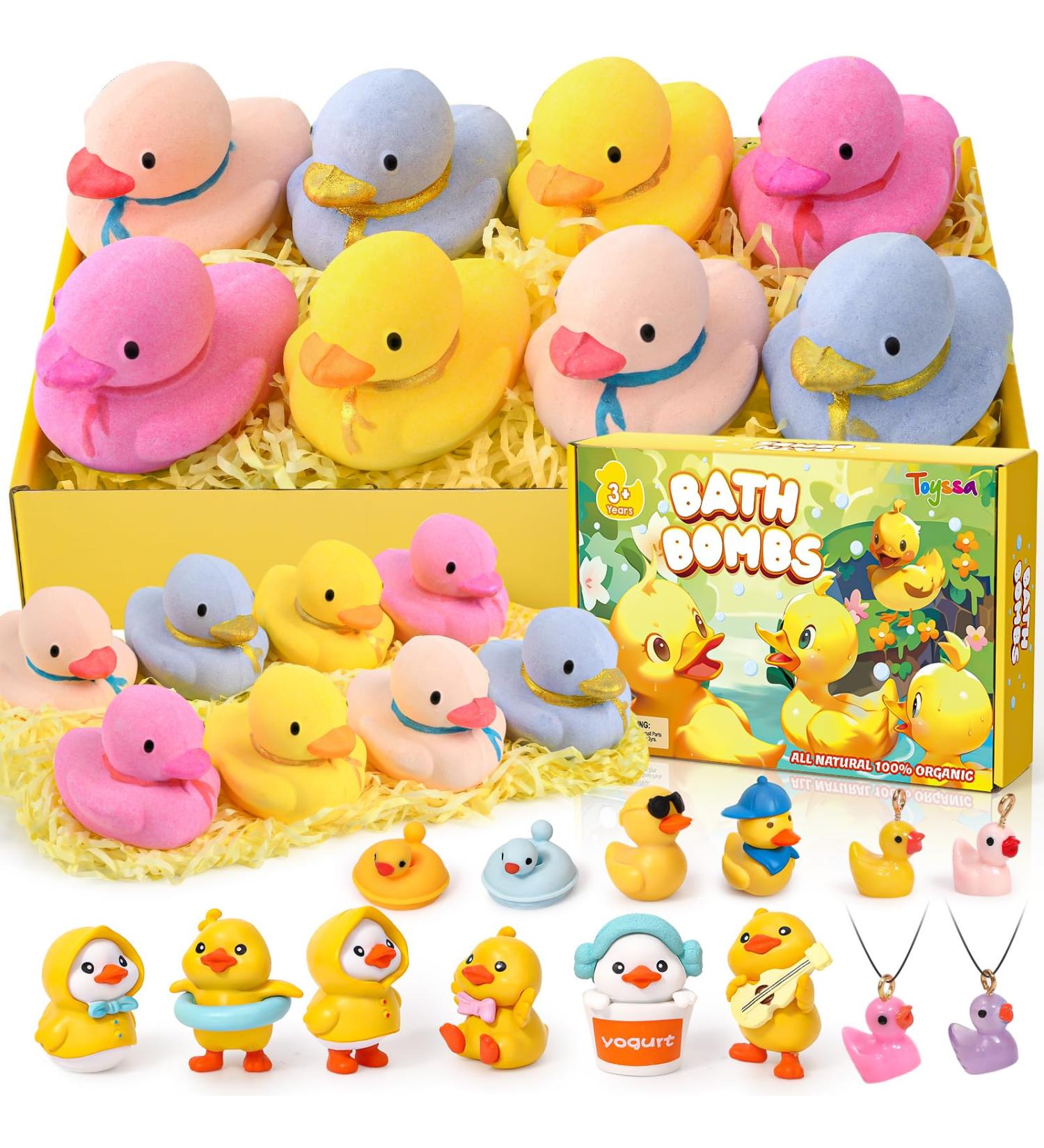Duck Bath Bombs for Kids with Toys Inside Bubble Bath Fizzers with 14 Duck Surprise Bath Toys Organic Natural Bath Bomb Spa Fizzy Birthday Christmas Gifts for 3 4 5 6 7 8+ Year Old Girls Boys - Buy Online on GoSupps.com
