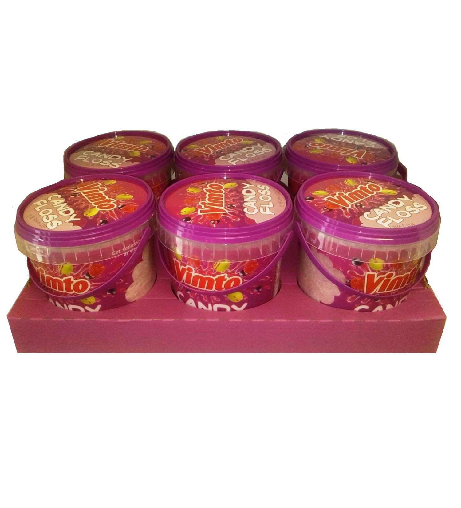 6 x Vimto Flavoured Cotton Candy Floss Carry Pot - 50g Each