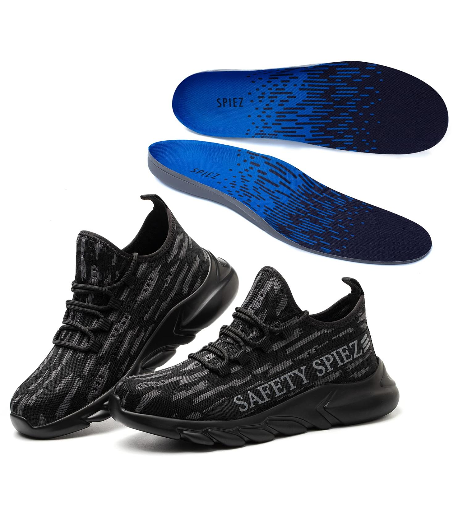 SPIEZ Orthotic Arch Support Insoles & Steel Toe Shoes Bundle for Men - Heavy Duty Inserts for Indestructible Work Sneakers - Buy Online on GoSupps.com