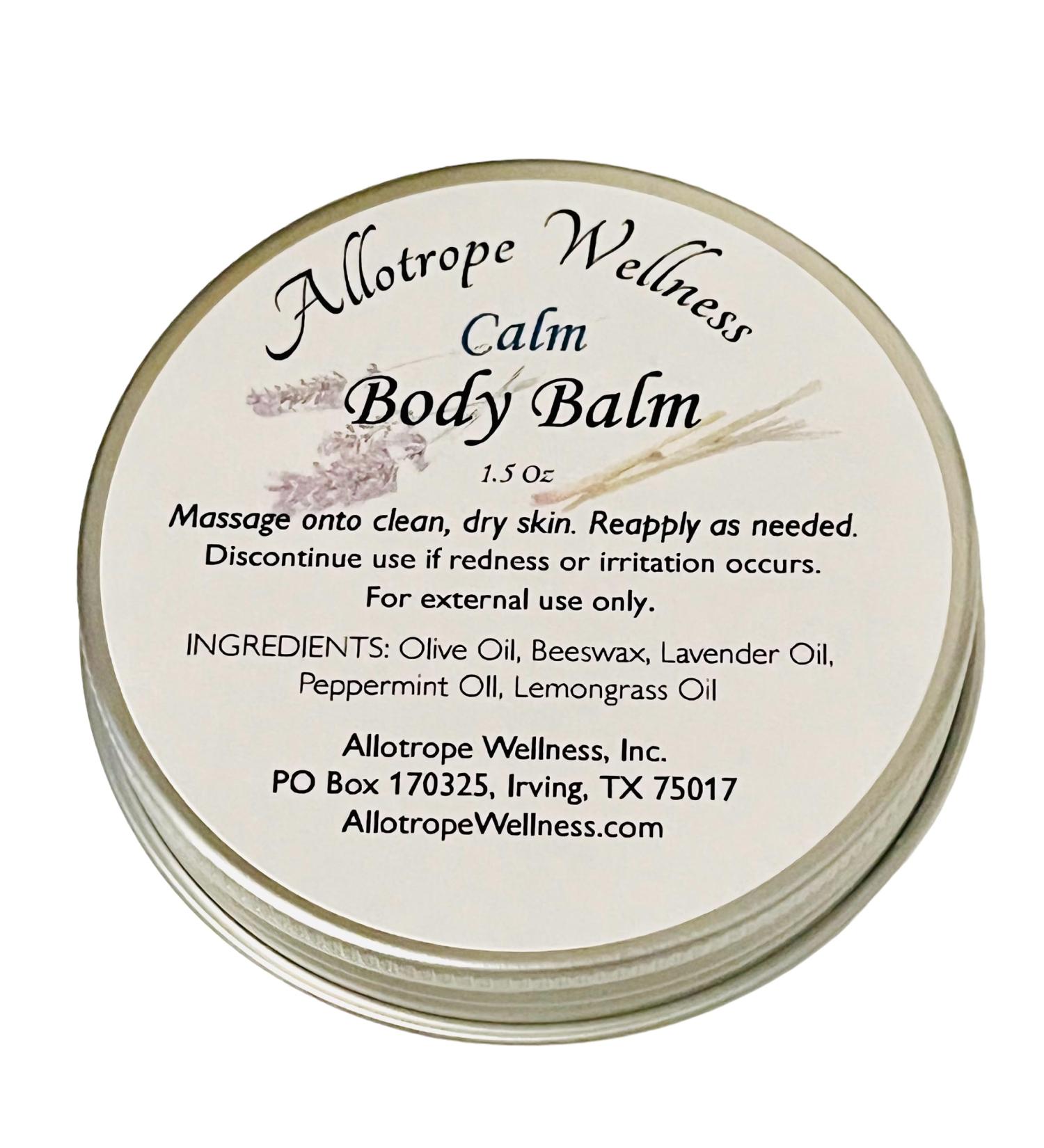 Allotrope Wellness Moisturizing Body Balm Essential Oil Salve Calm - Lemongrass Lavender Peppermint Natural Fragrance