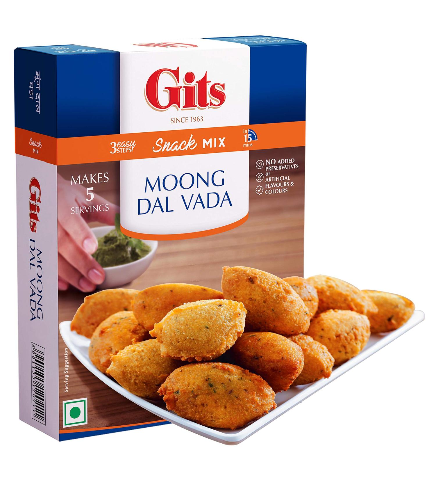Gits Moong Dal Vada 200gms - Crispy Indian Snack Mix | Buy Online - Buy Online on GoSupps.com