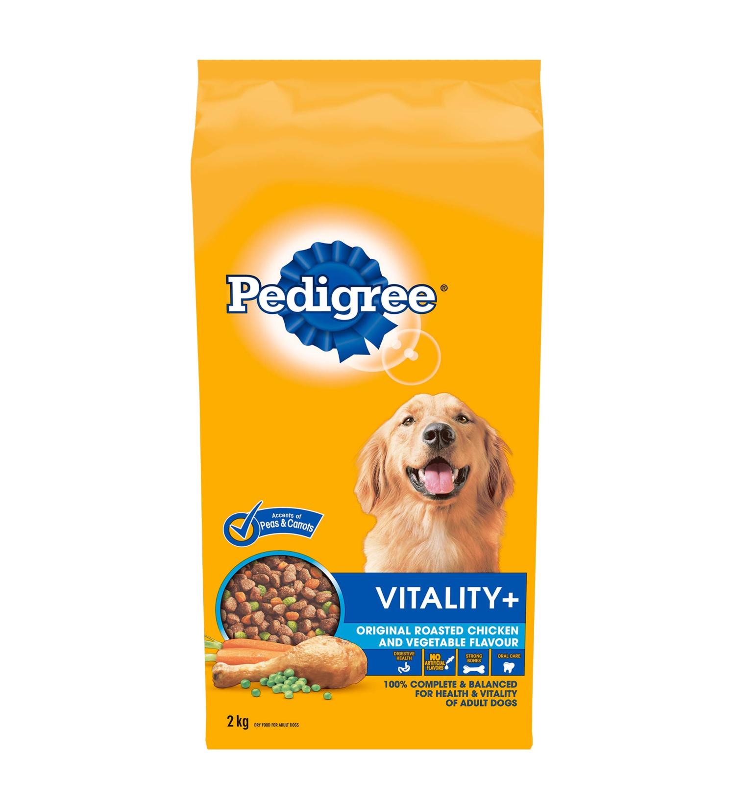 PEDIGREE VITALITY+ Adult Dry Dog Food Roasted Chicken and Vegetable Flavour 2kg Bag Chicken Chicken & Vegetable 2 kg (Pack of 1) - Buy Online on GoSupps.com