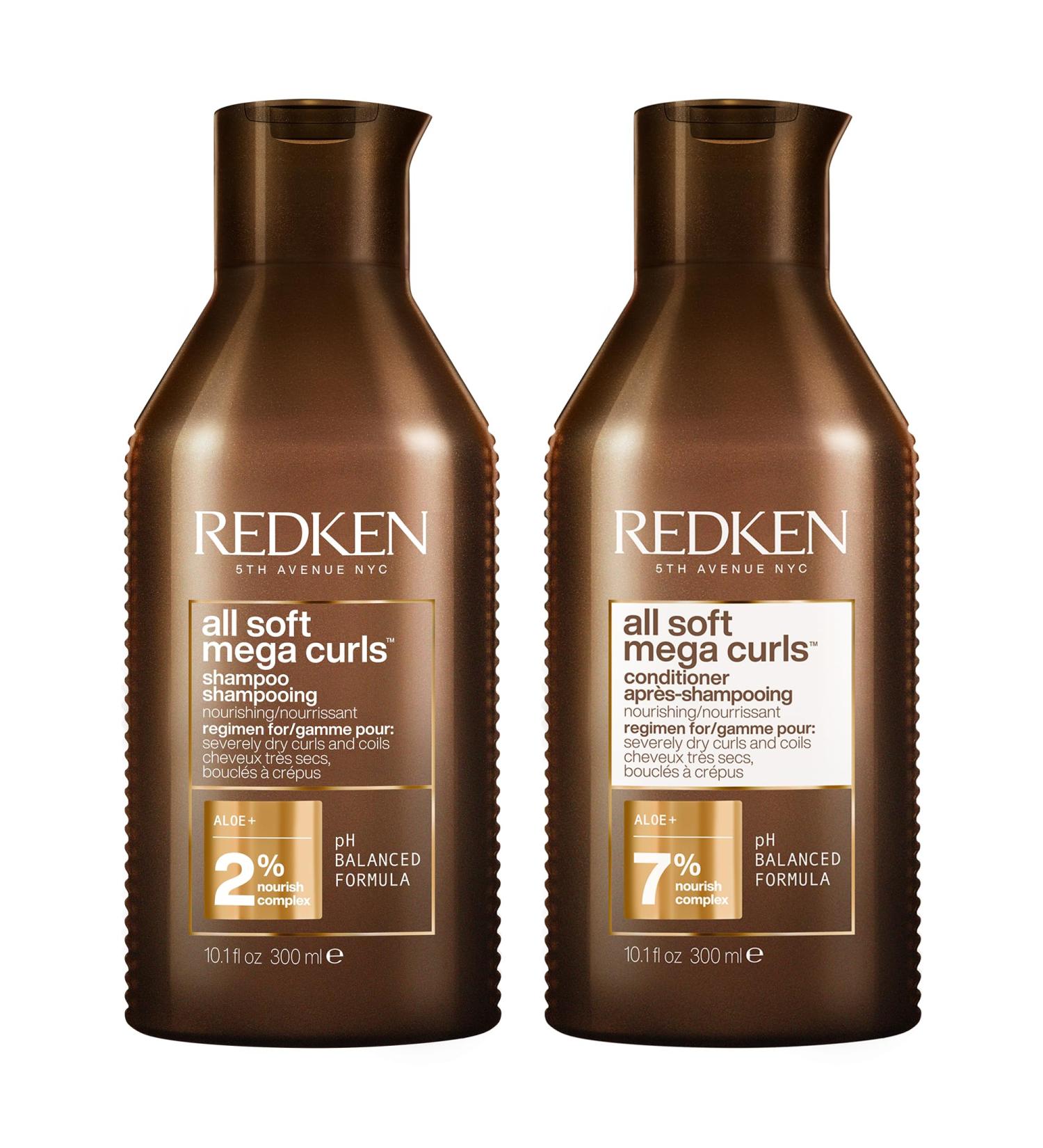 Redken Routine For Dry or Frizzy Curly Hair Set of Shampoo and Conditioner Gentle Cleansing with Intensive Nutrition Provides Hydration and Suppleness With Aloe Vera All Soft Mega Curls - Buy Online on GoSupps.com