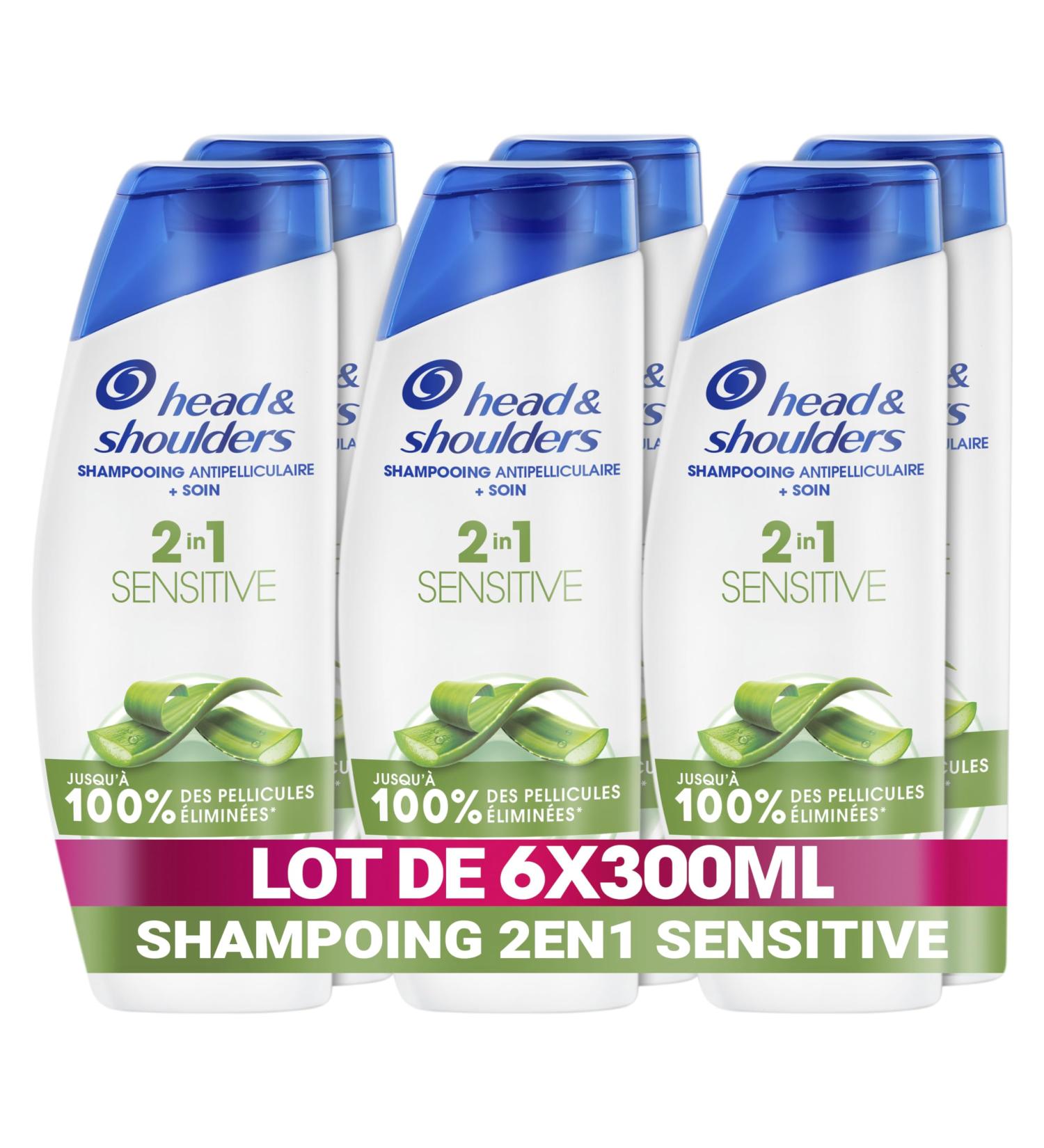 Head & Shoulders Sensitive 2 in 1 Anti-Dandruff Shampoo 6x300ml Up to 100% Dandruff Removal Clinically Proven All Hair Types Daily Use Clean Feeling - Buy Online on GoSupps.com