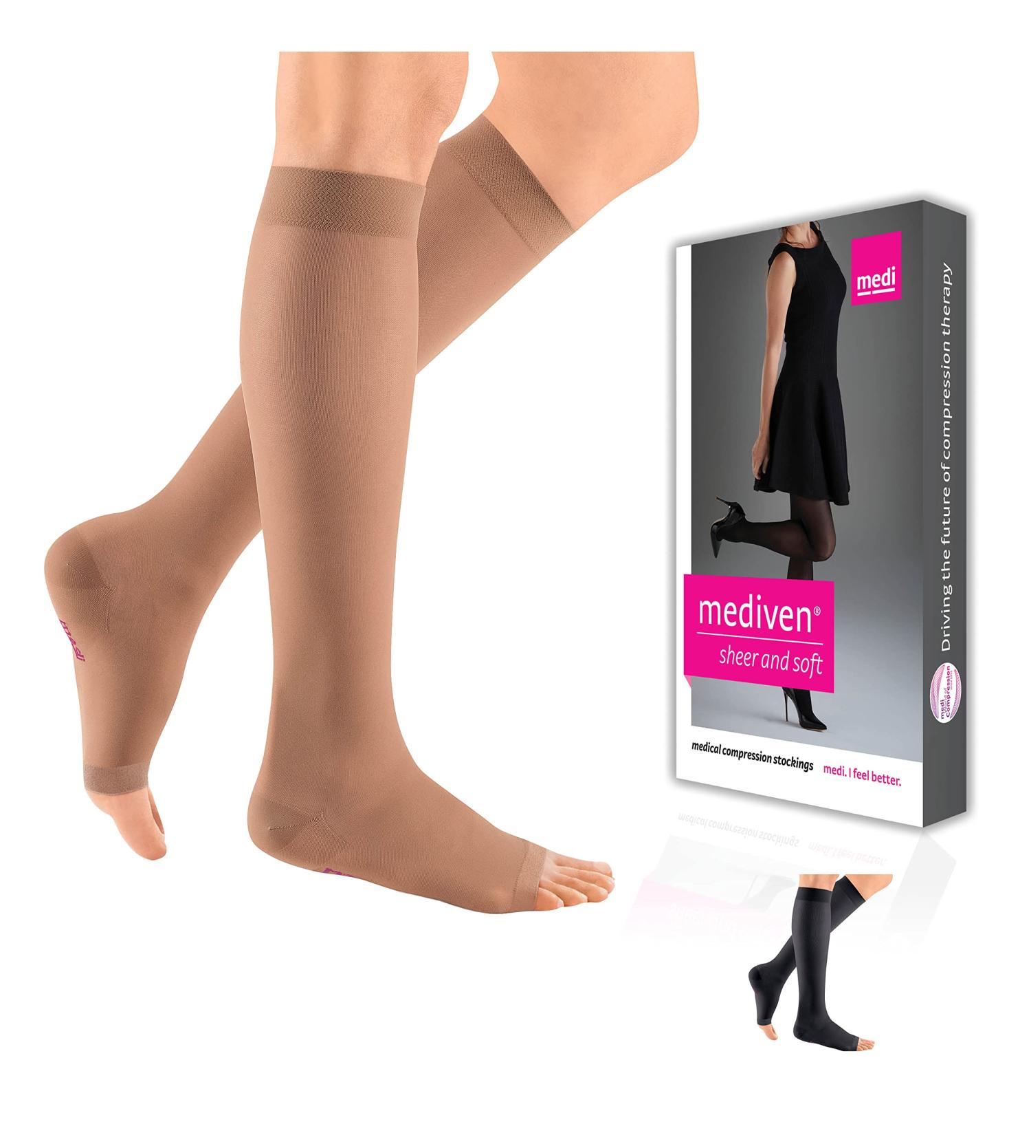 Buy Mediven Sheer & Soft Women s 30-40 mmHg Calf High Open Toe Compression Stockings - Natural Standard III - Best Comfort & Support for Leg Health - Buy Online on GoSupps.com